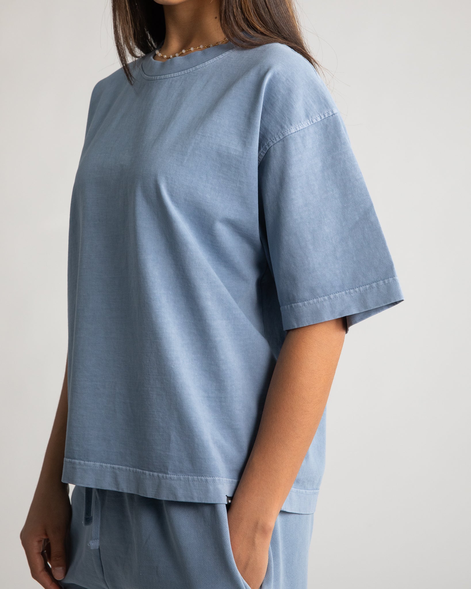 Cropped T-Shirt - Vintage Blue
