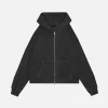 Cropped Zip Hoodie - Vintage Black