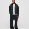 Cropped Zip Hoodie - Vintage Black