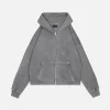 Cropped Zip Hoodie - Vintage Grey