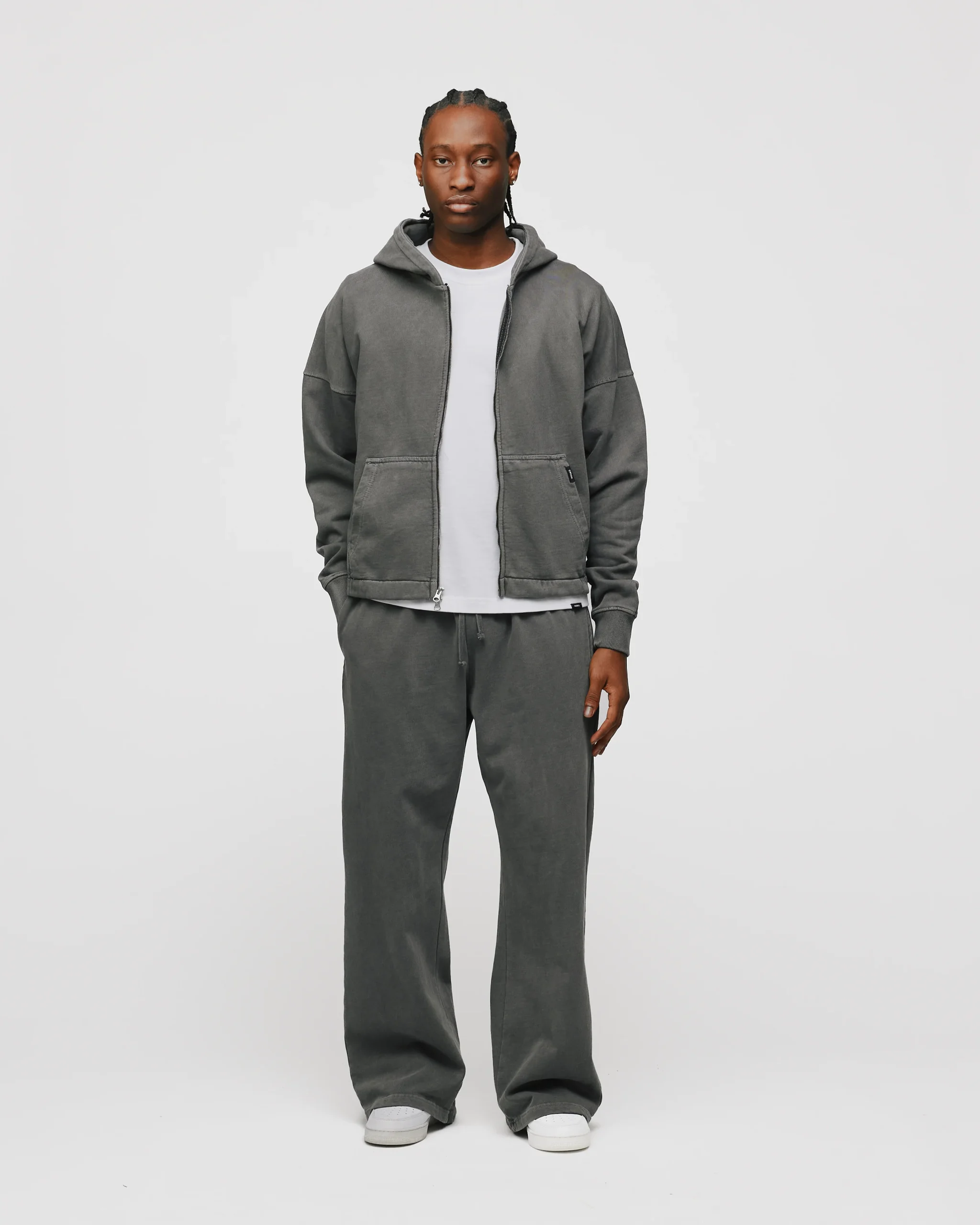 Cropped Zip Hoodie - Vintage Grey