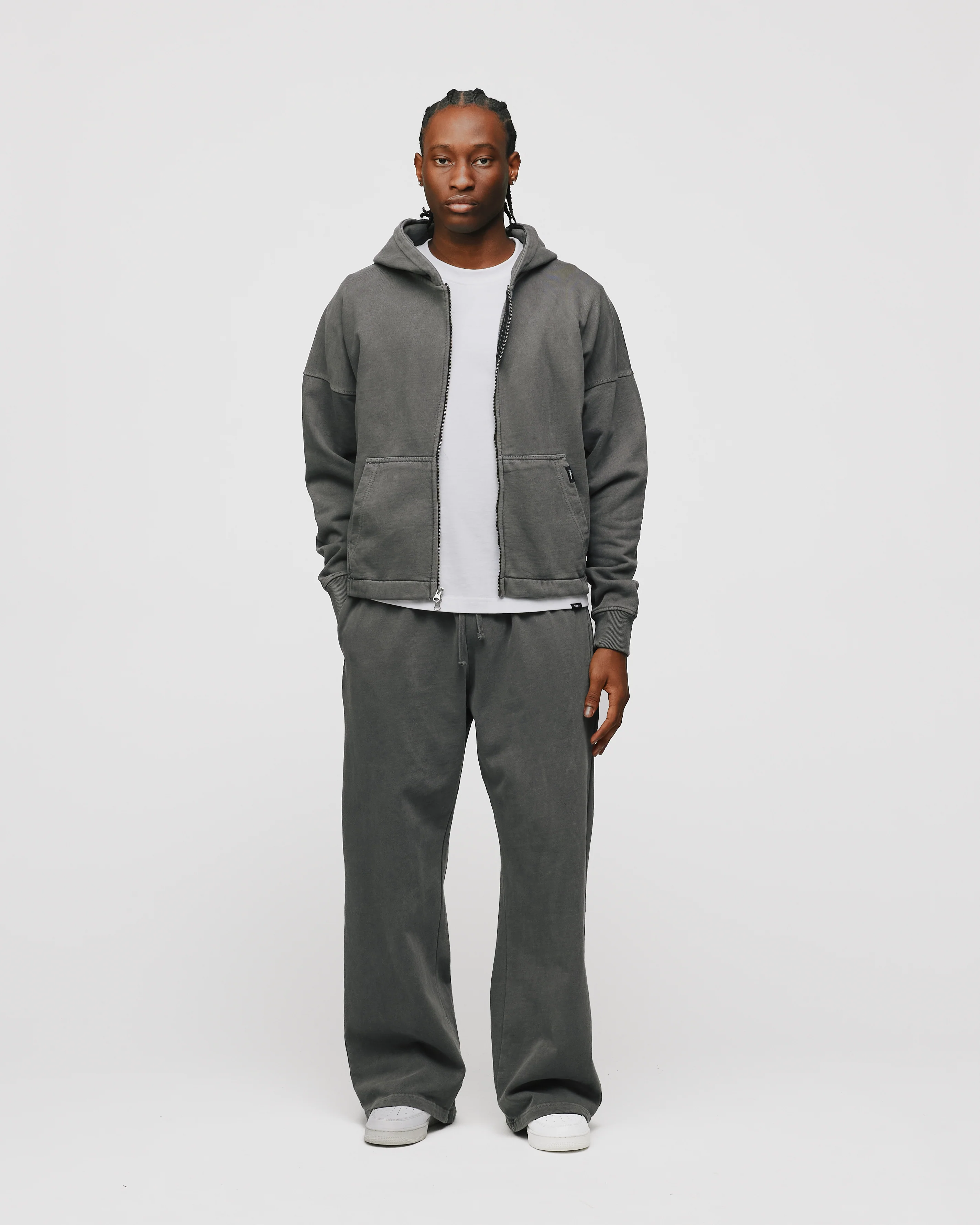 Cropped Zip Hoodie - Vintage Grey