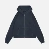 Cropped Zip Hoodie - Vintage Navy
