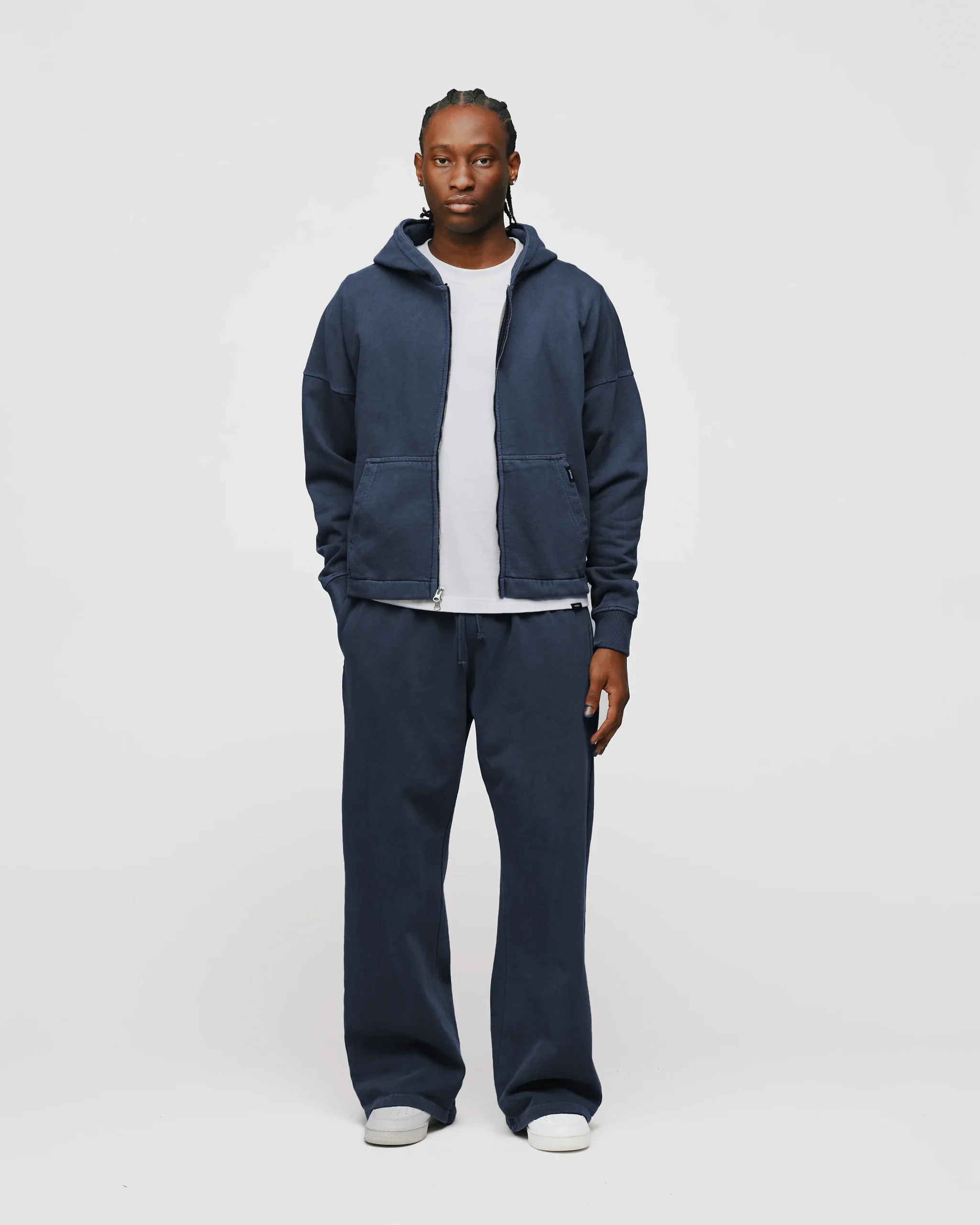 Cropped Zip Hoodie - Vintage Navy