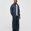 Cropped Zip Hoodie - Vintage Navy