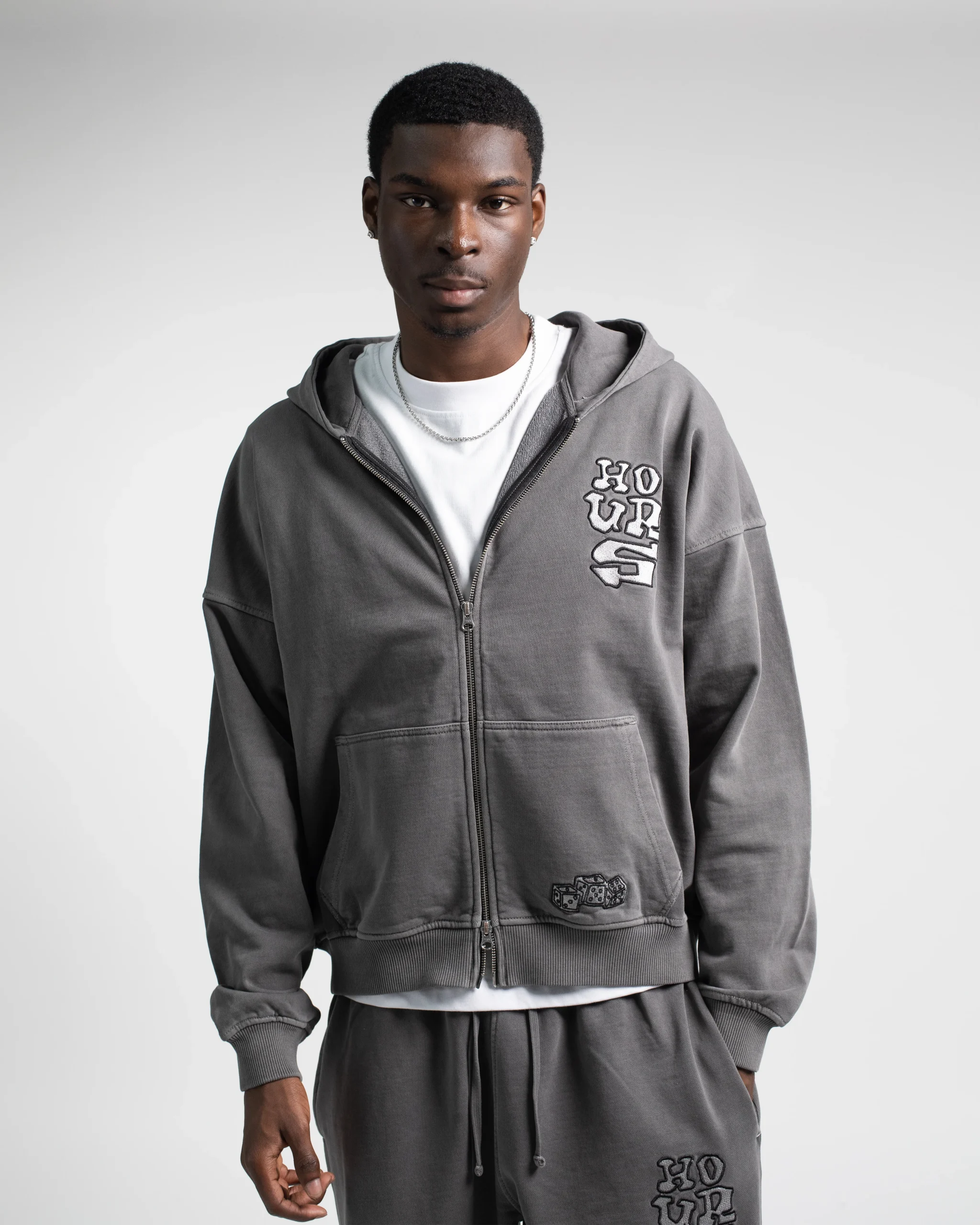 Dice Zip Hoodie - Vintage Grey