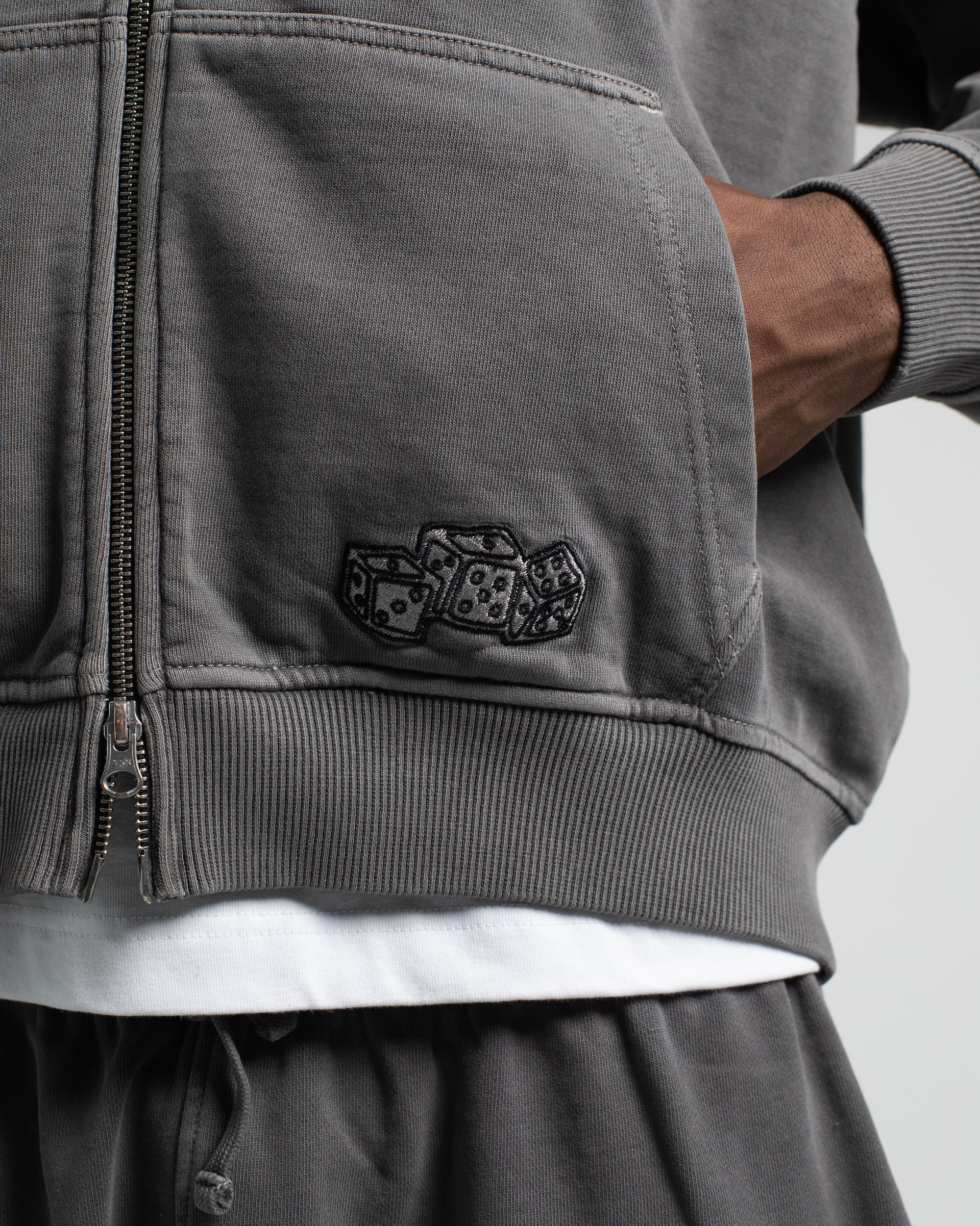 Dice Zip Hoodie - Vintage Grey