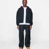 Double Layer Zip Hoodie - Black