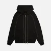 Double Layer Zip Hoodie - Black