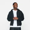 Double Layer Zip Hoodie - Black
