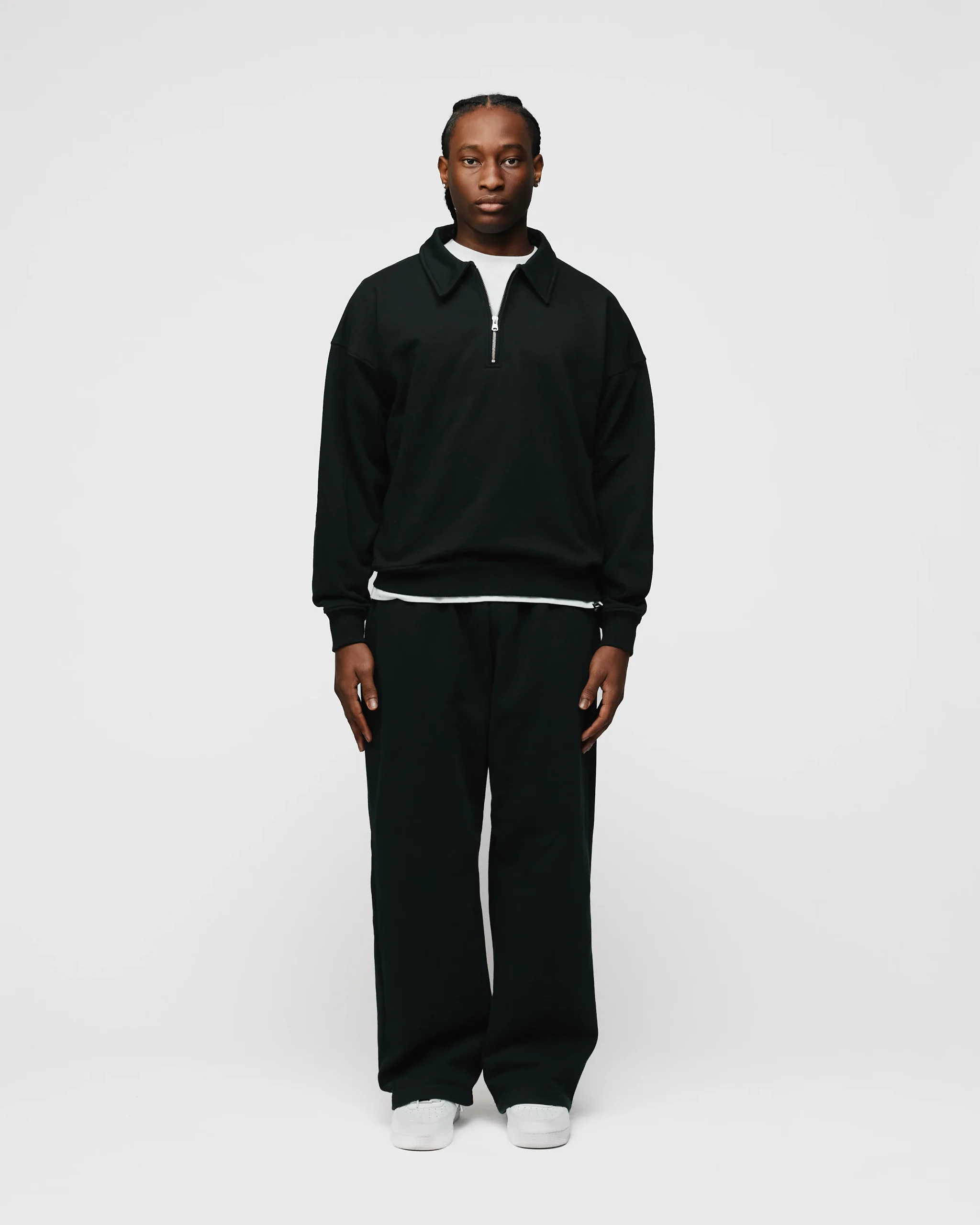 Drop Shoulder 1/4 Zip - Black