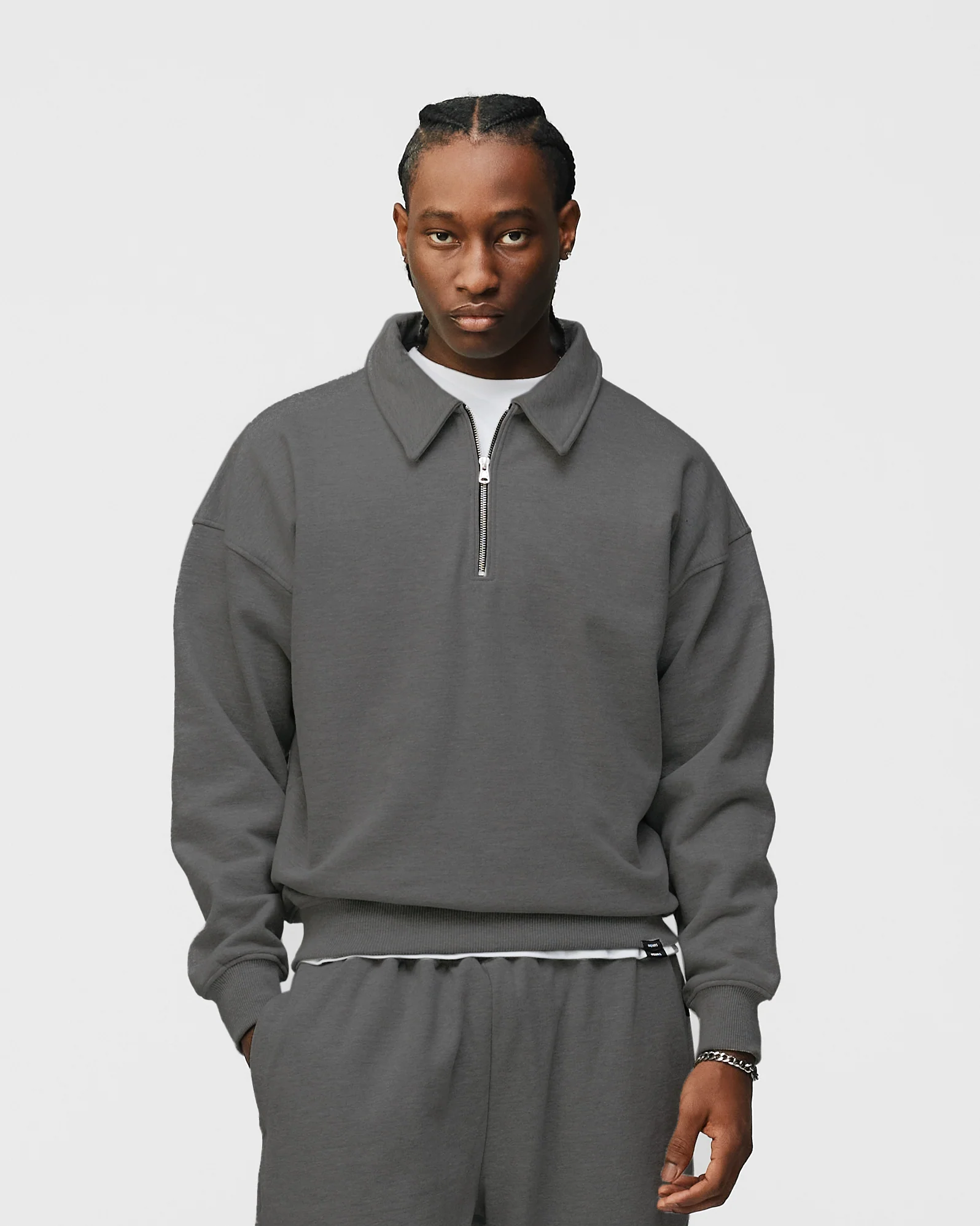 1194-drop-shoulder-1-4-zip-charcoal-3.webp Drop Shoulder 1/4 Zip - Charcoal