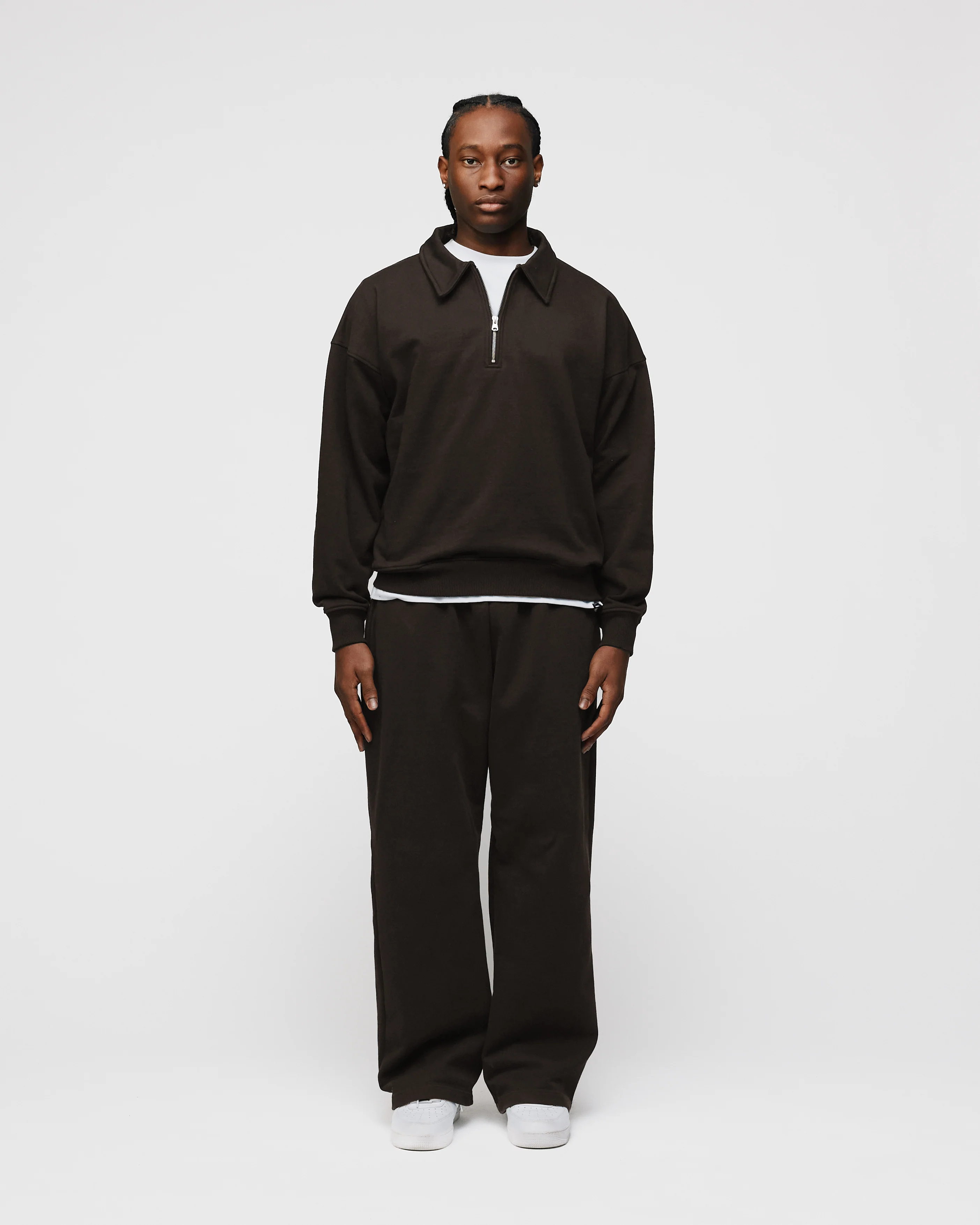 Drop Shoulder 1/4 Zip - Espresso