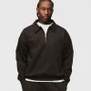 Drop Shoulder 1/4 Zip - Espresso
