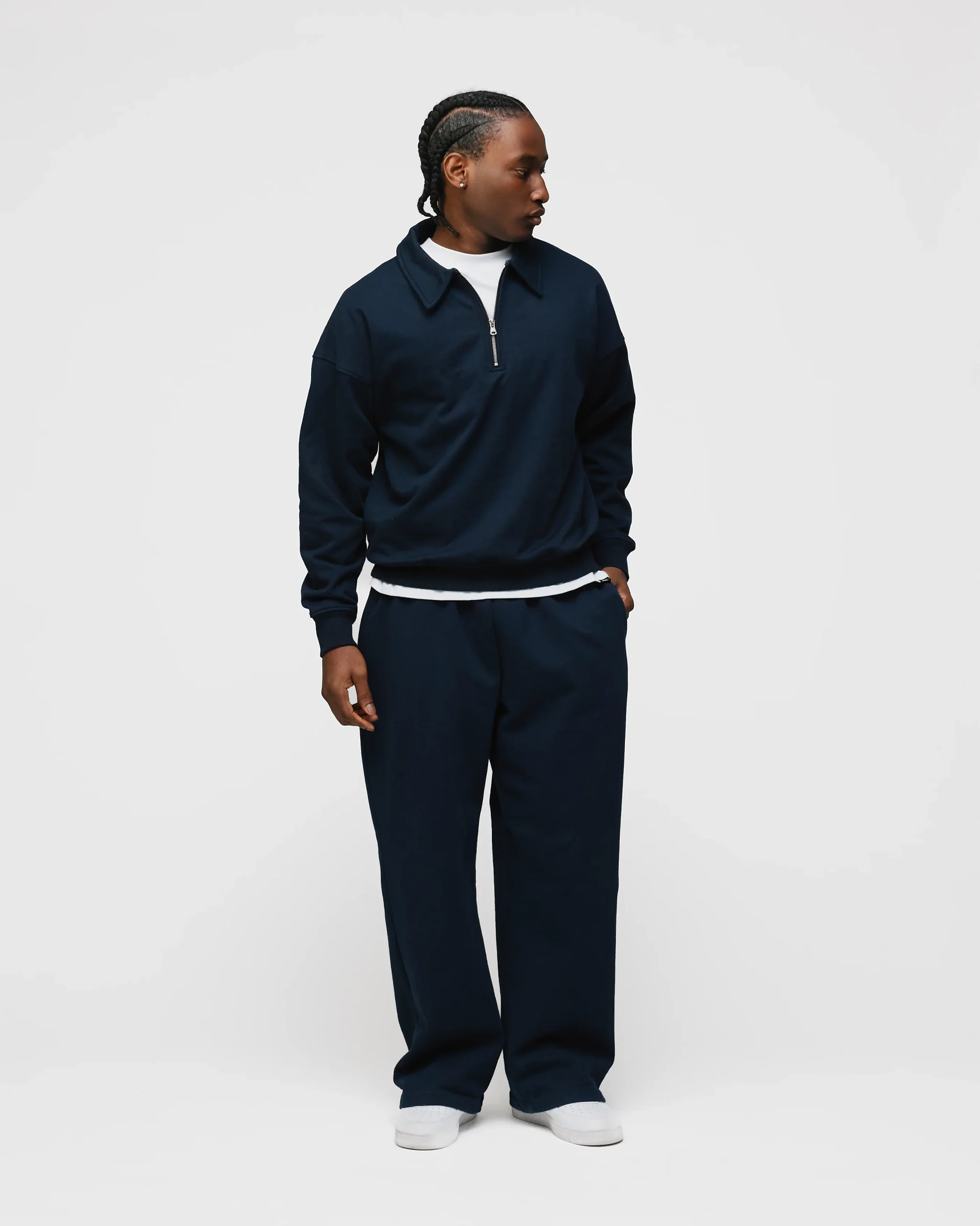 Drop Shoulder 1/4 Zip - Navy