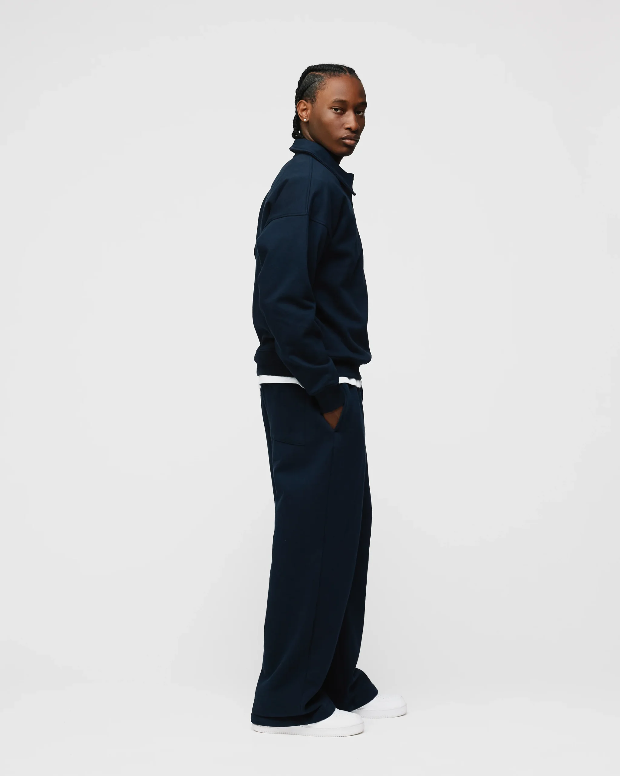 Drop Shoulder 1/4 Zip - Navy