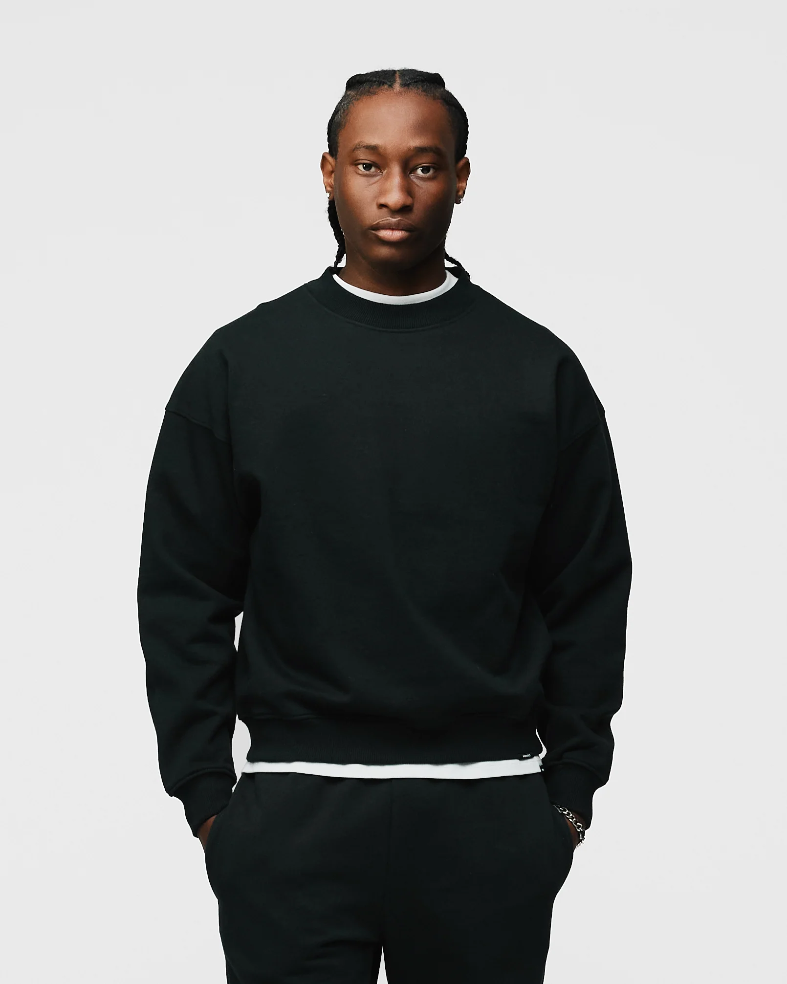 Drop Shoulder Crewneck - Black