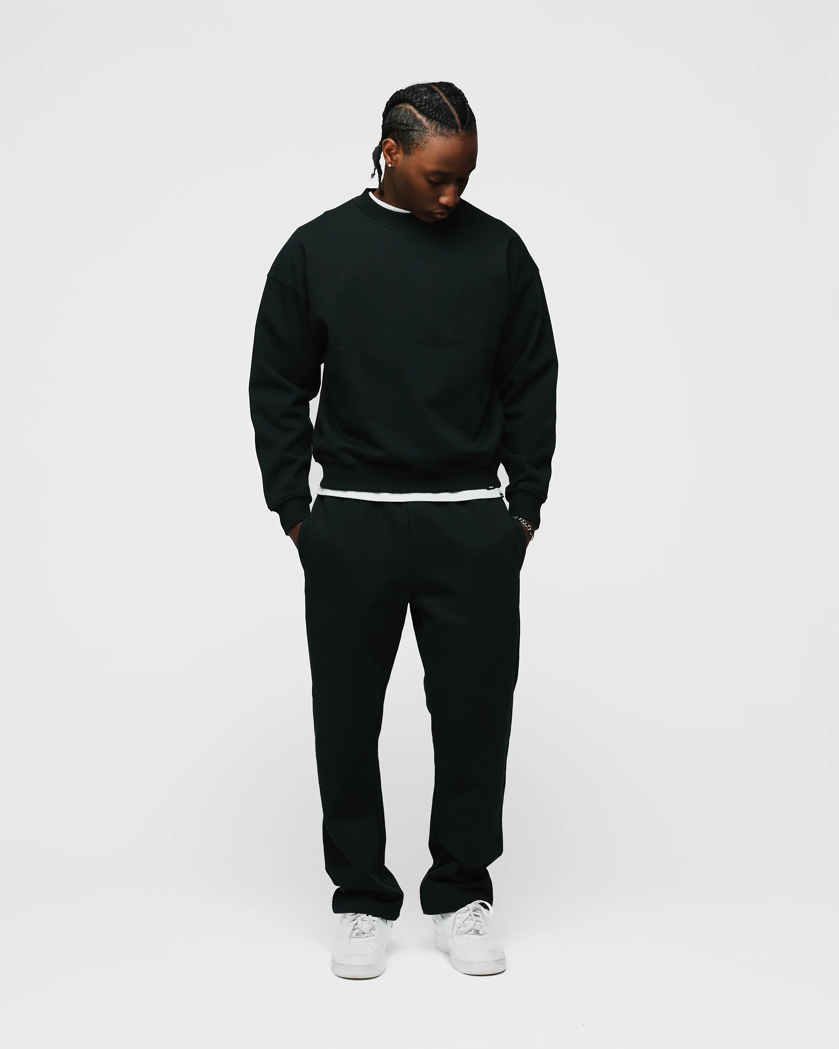 Drop Shoulder Crewneck - Black