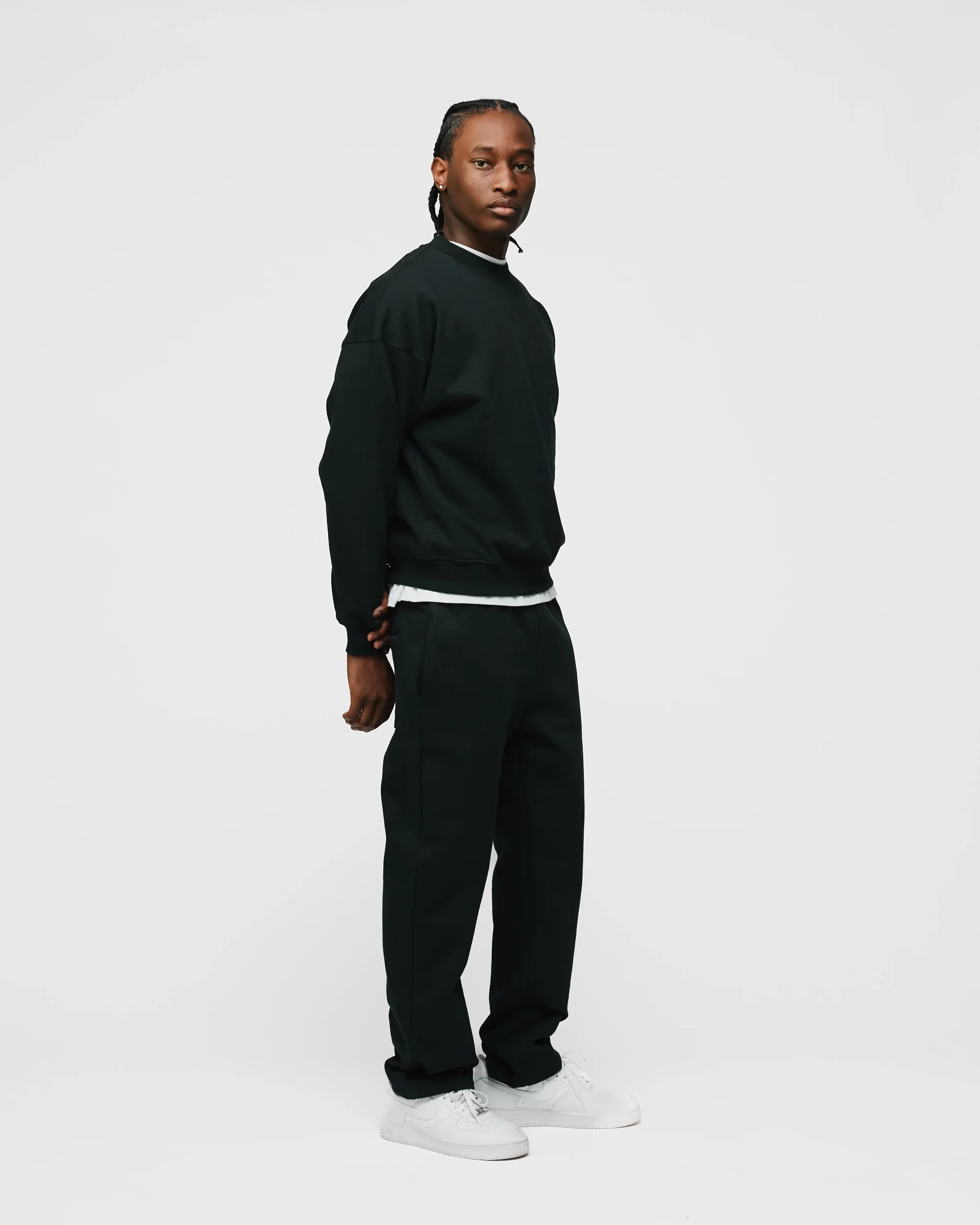 Drop Shoulder Crewneck - Black