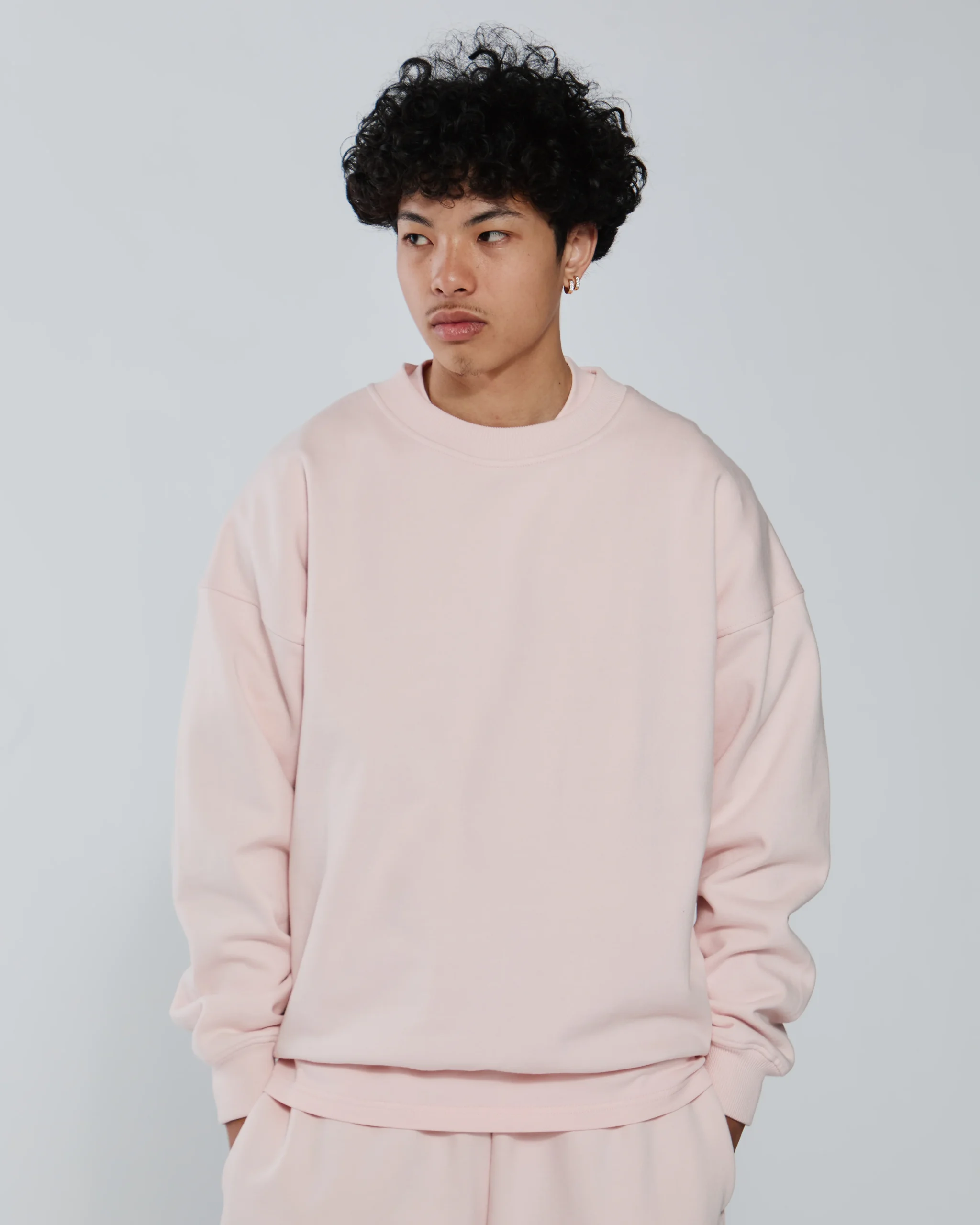 Drop Shoulder Crewneck - Blush
