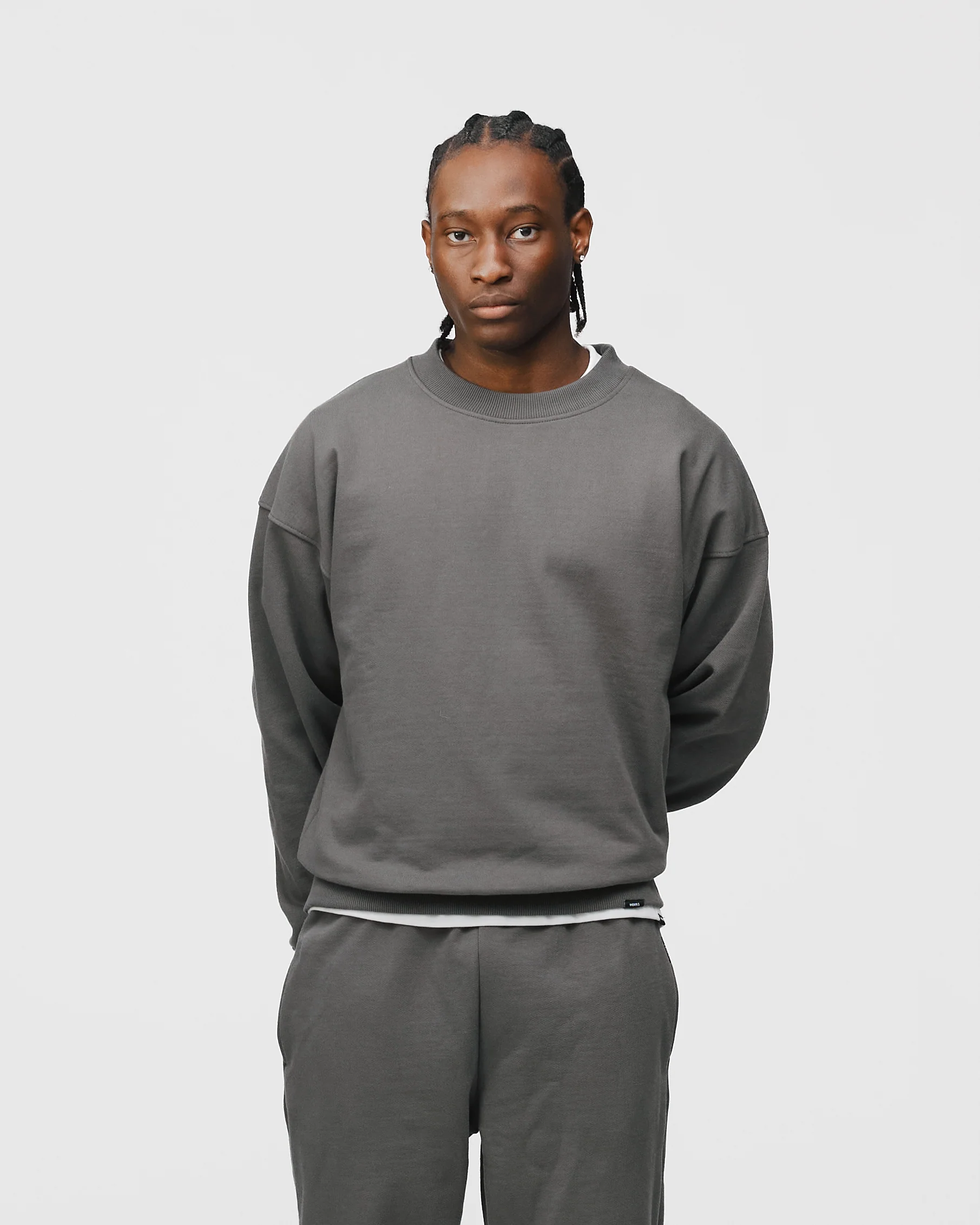Drop Shoulder Crewneck - Charcoal