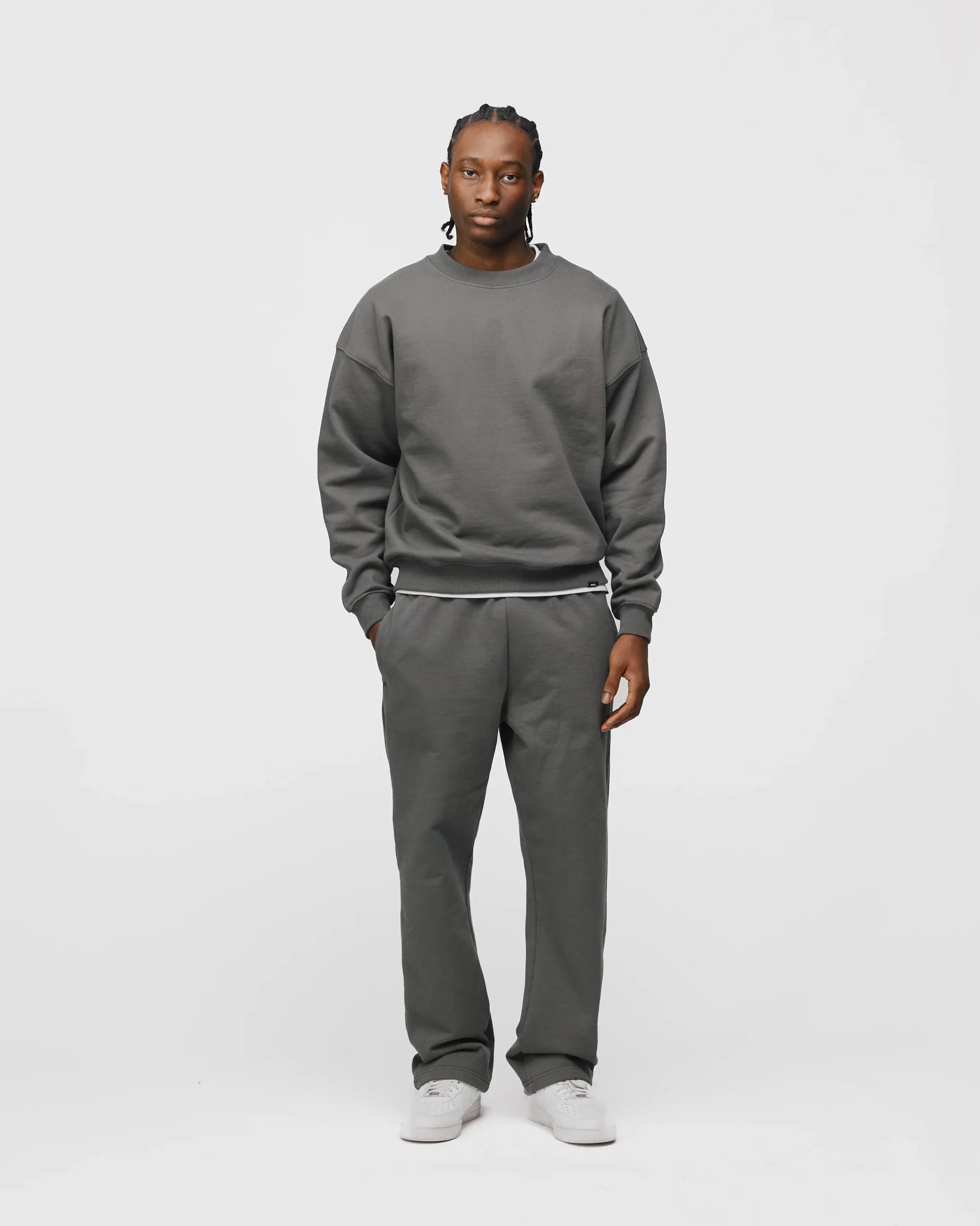 Drop Shoulder Crewneck - Charcoal