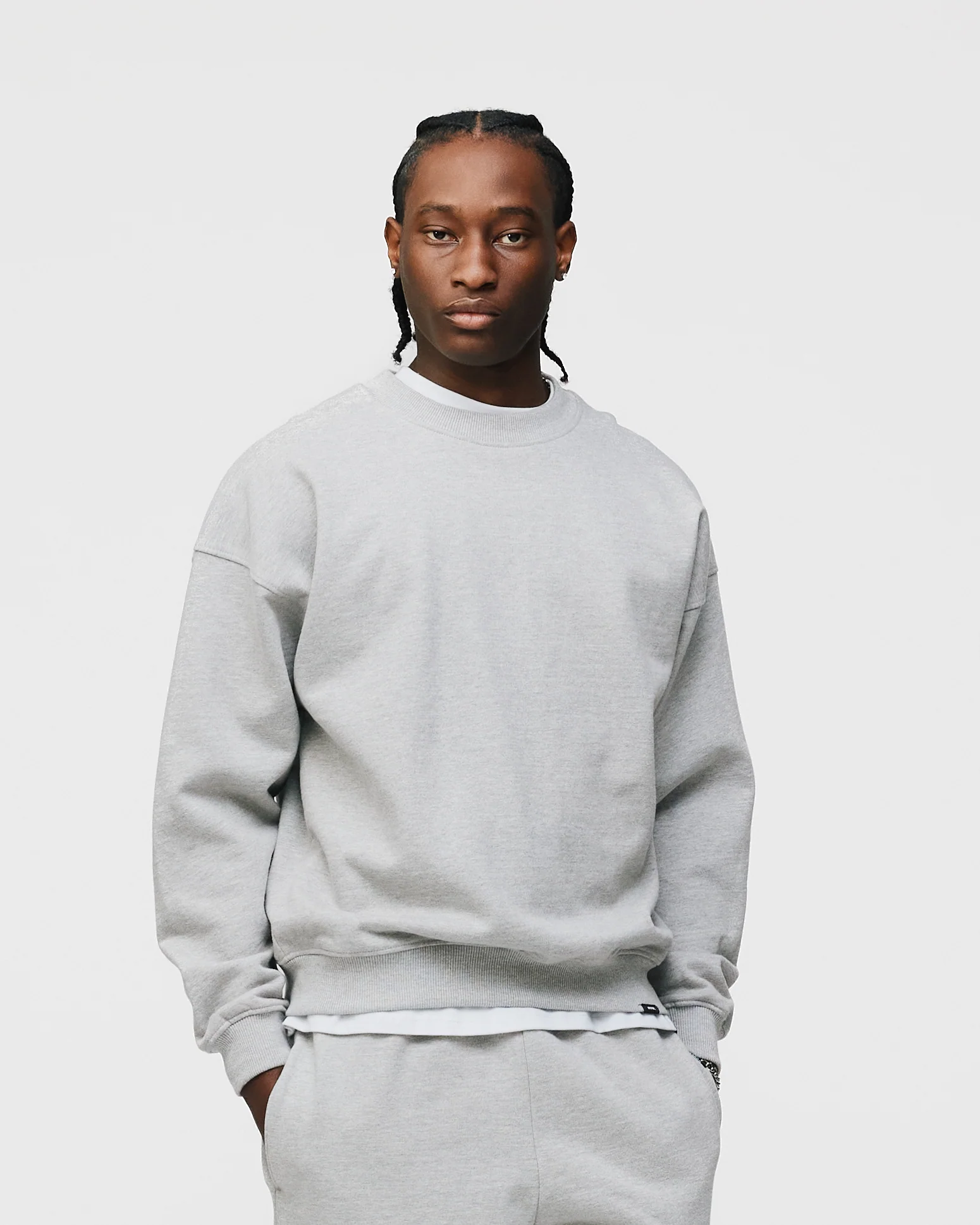 Drop Shoulder Crewneck - Grey