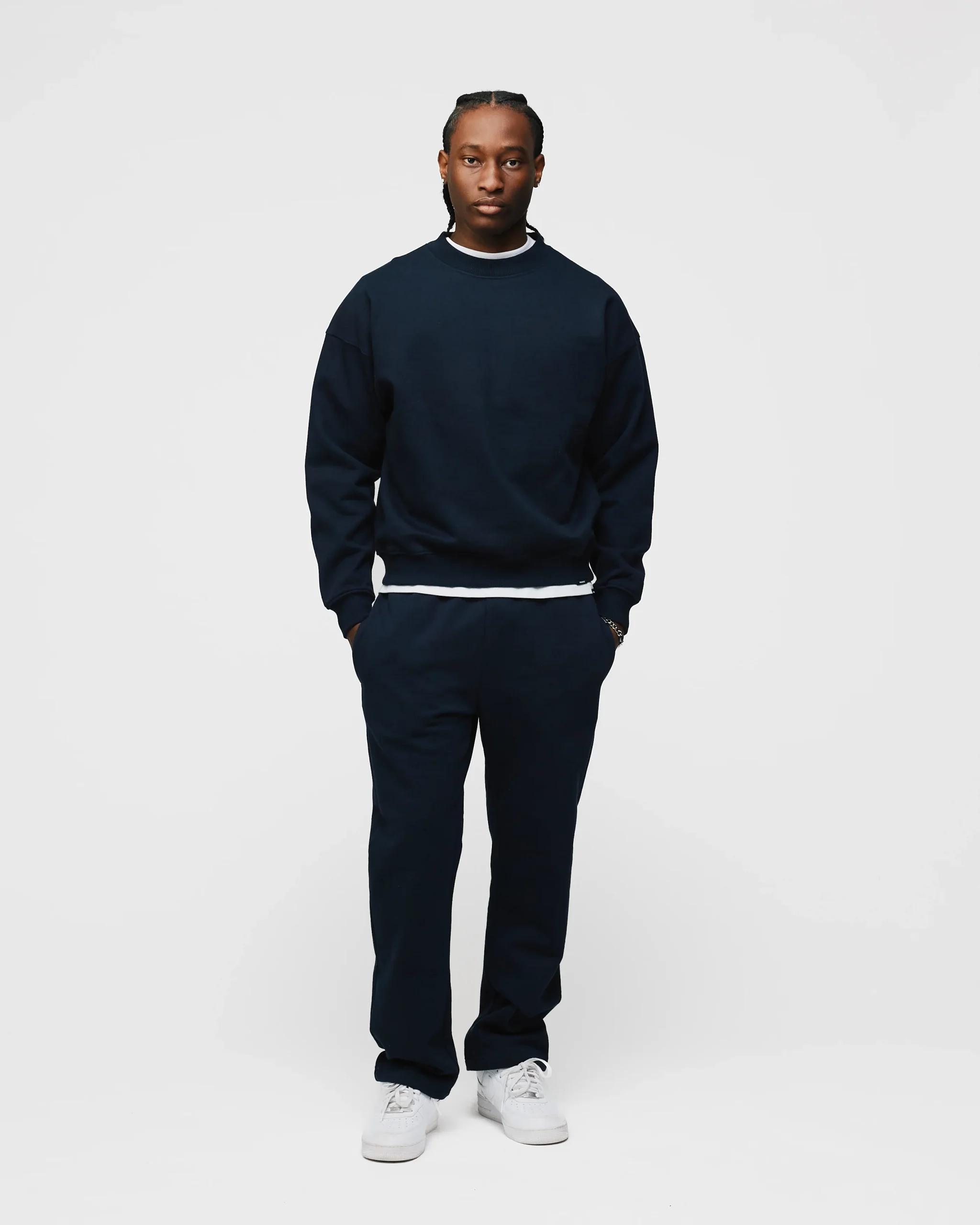 Drop Shoulder Crewneck - Navy