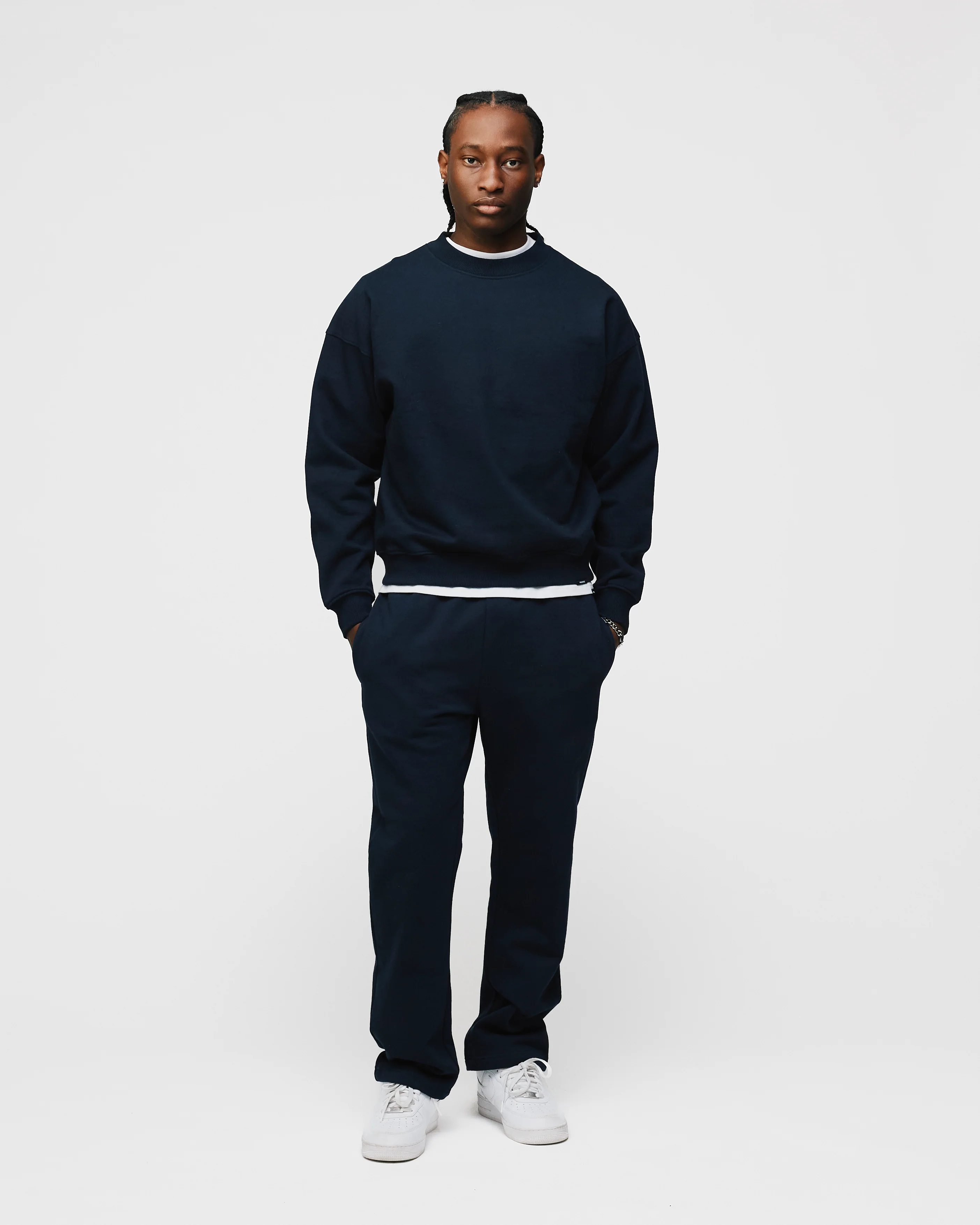 Drop Shoulder Crewneck - Navy