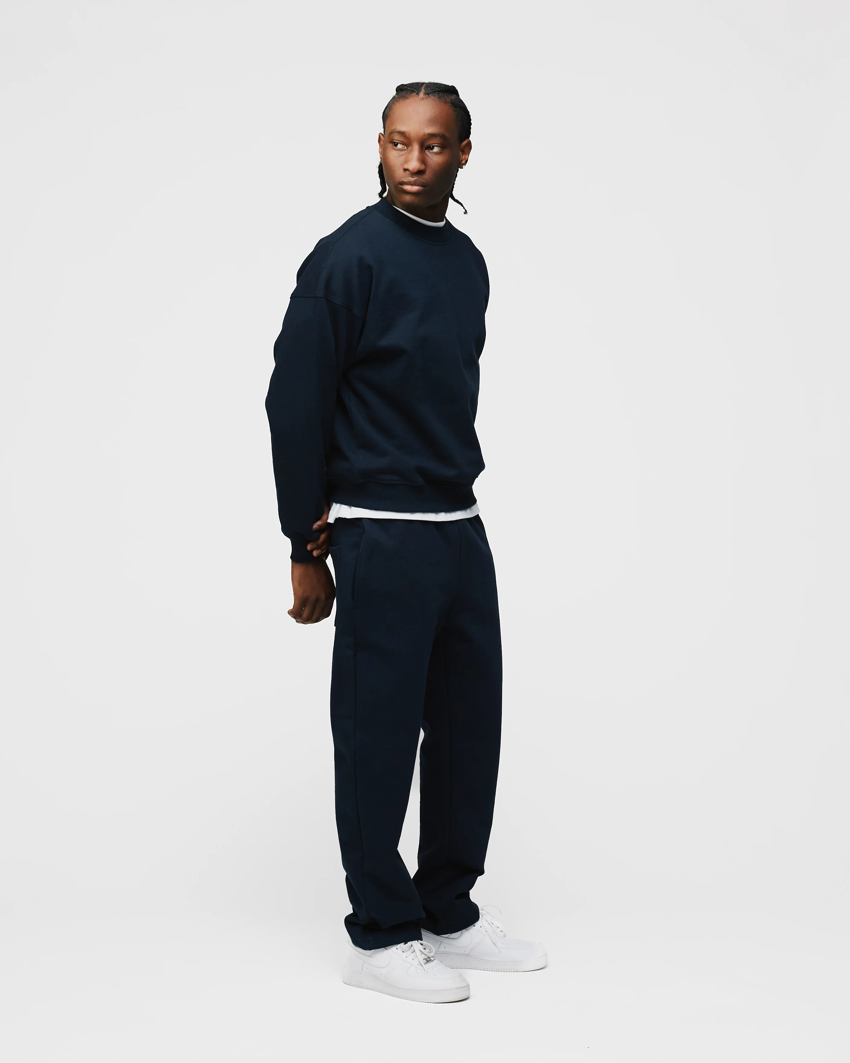Drop Shoulder Crewneck - Navy