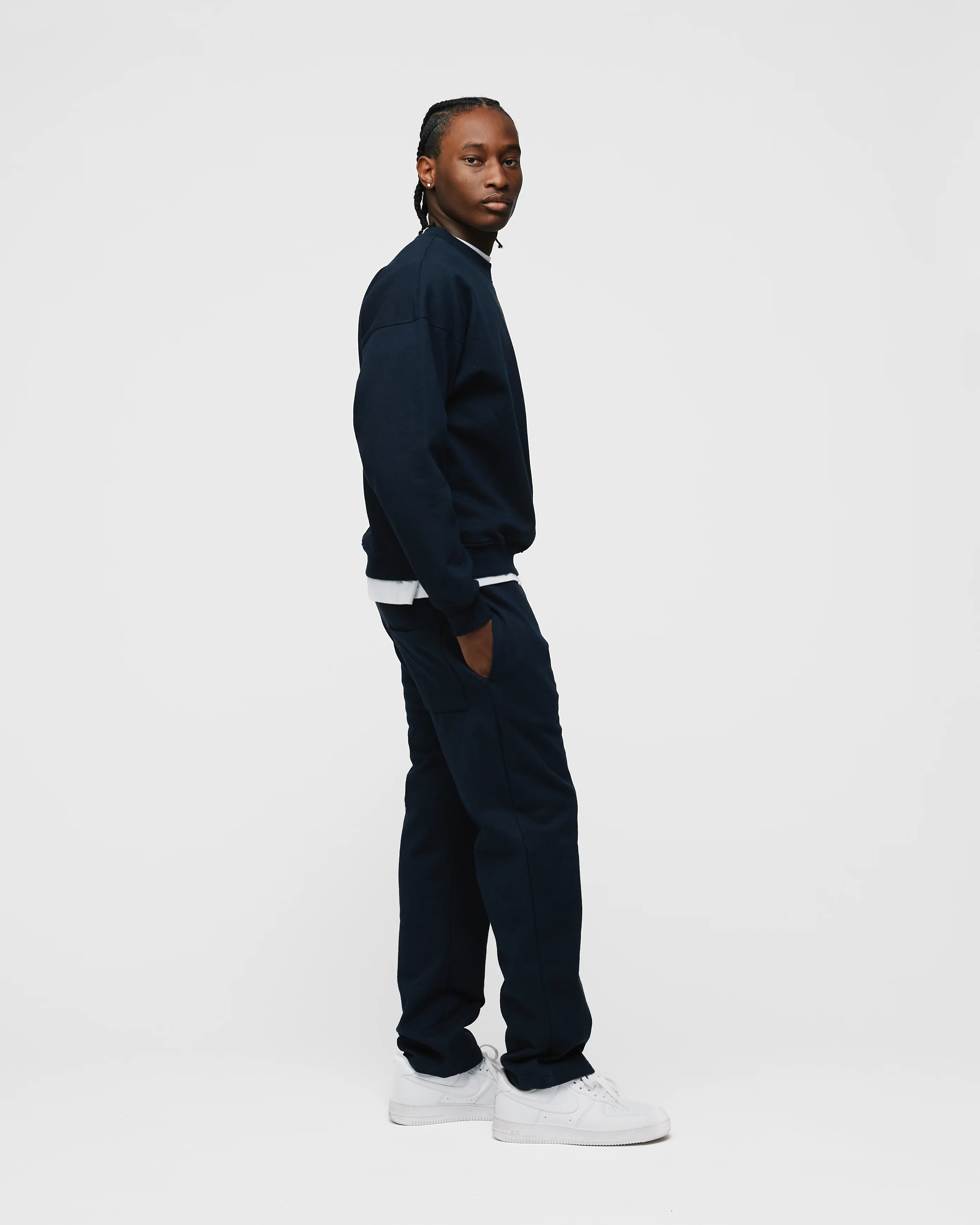 Drop Shoulder Crewneck - Navy