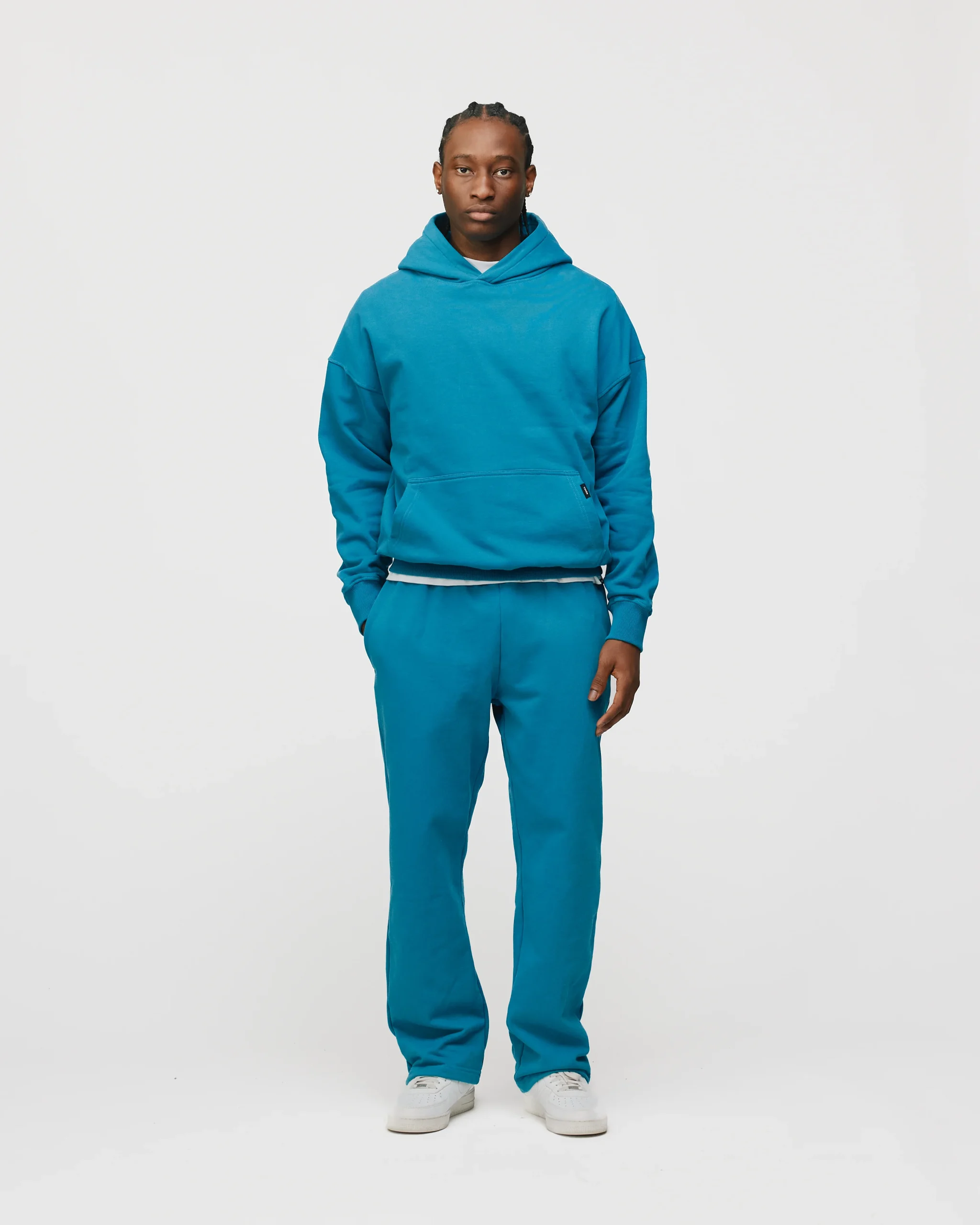 Drop Shoulder Hoodie - Aqua