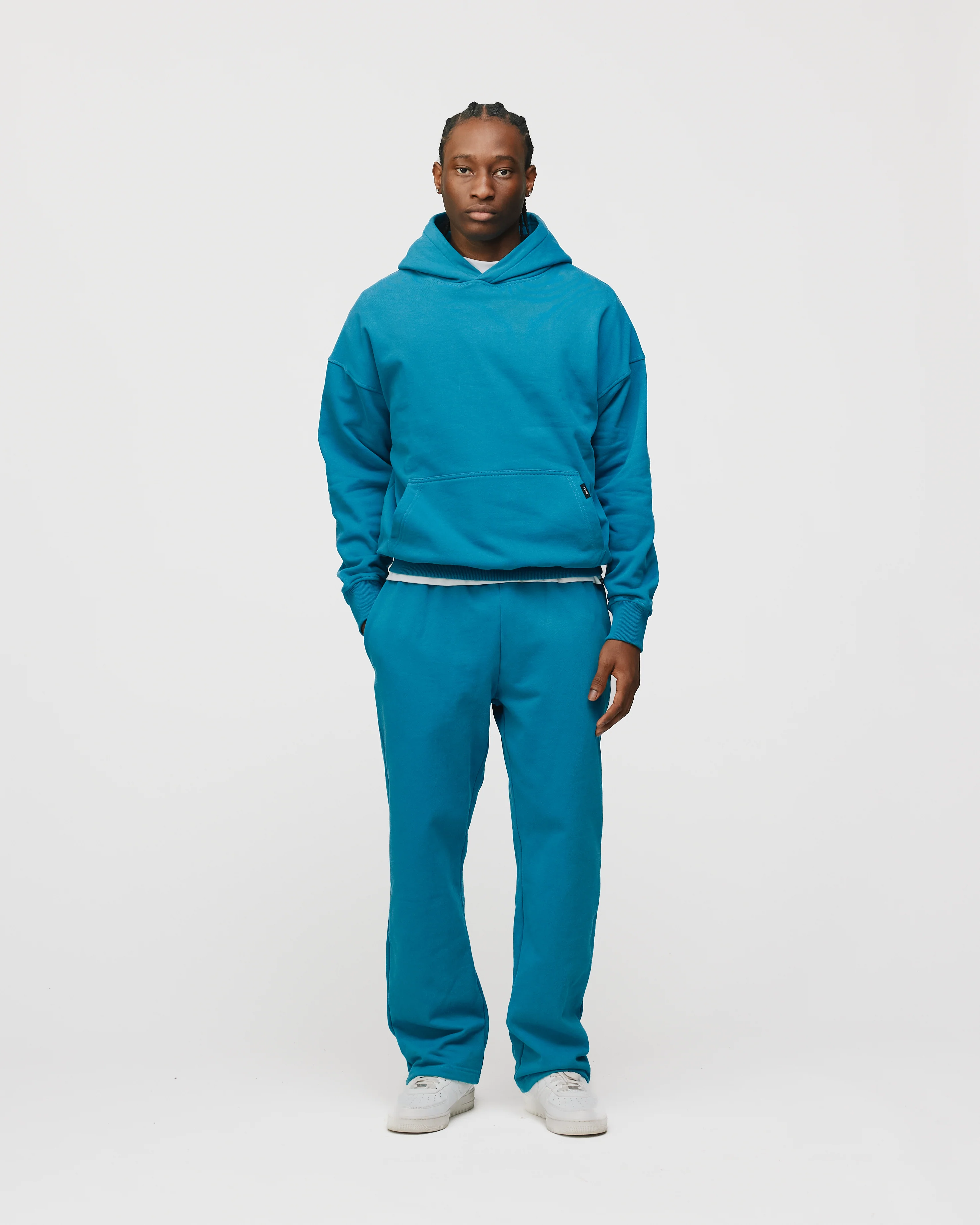 Drop Shoulder Hoodie - Aqua