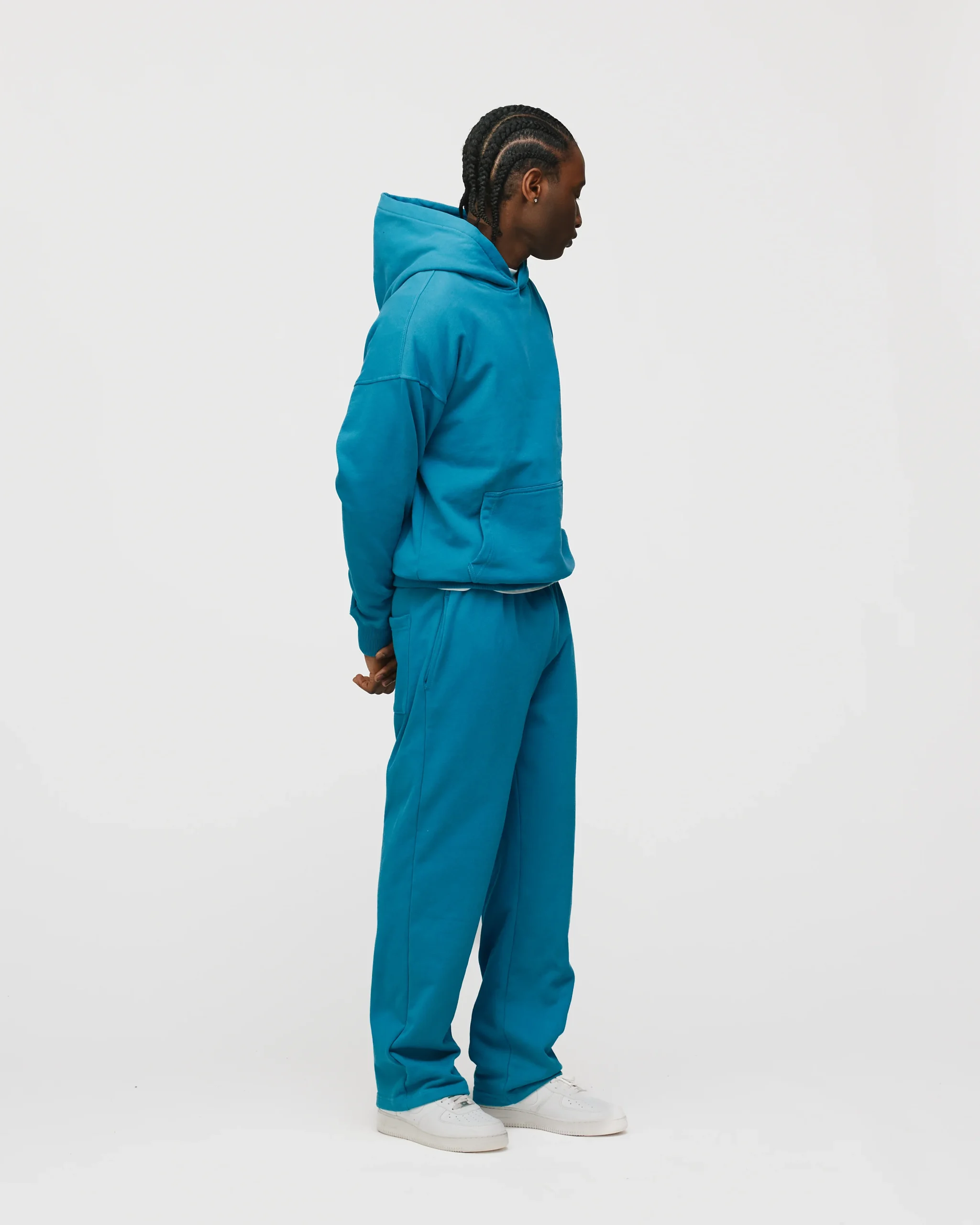 Drop Shoulder Hoodie - Aqua