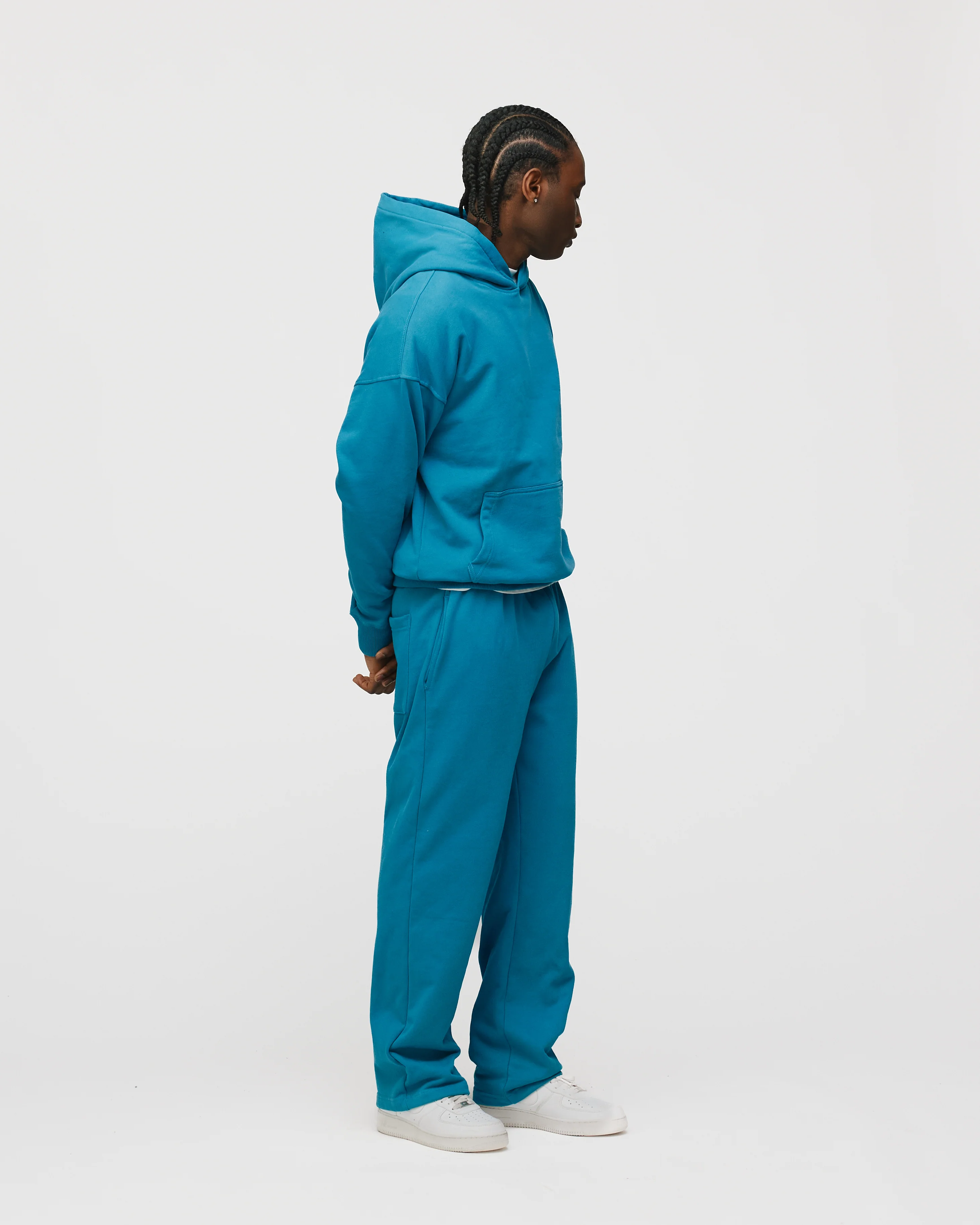 Drop Shoulder Hoodie - Aqua