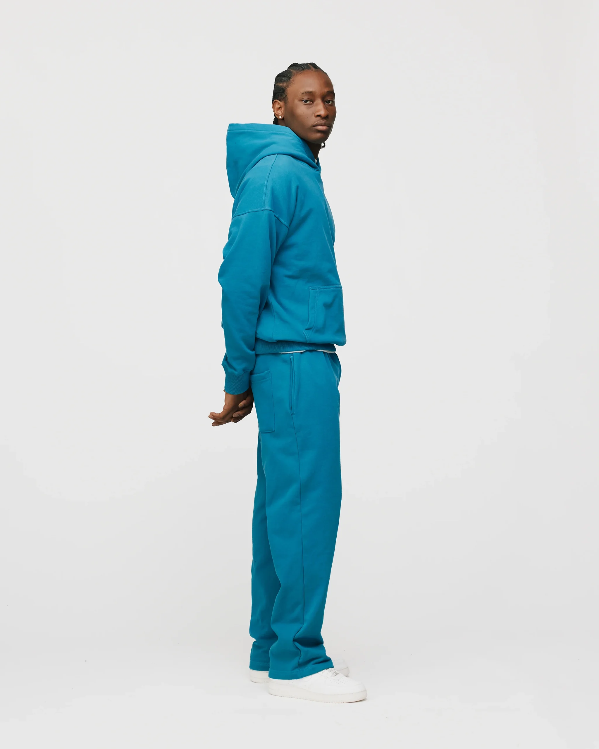 Drop Shoulder Hoodie - Aqua