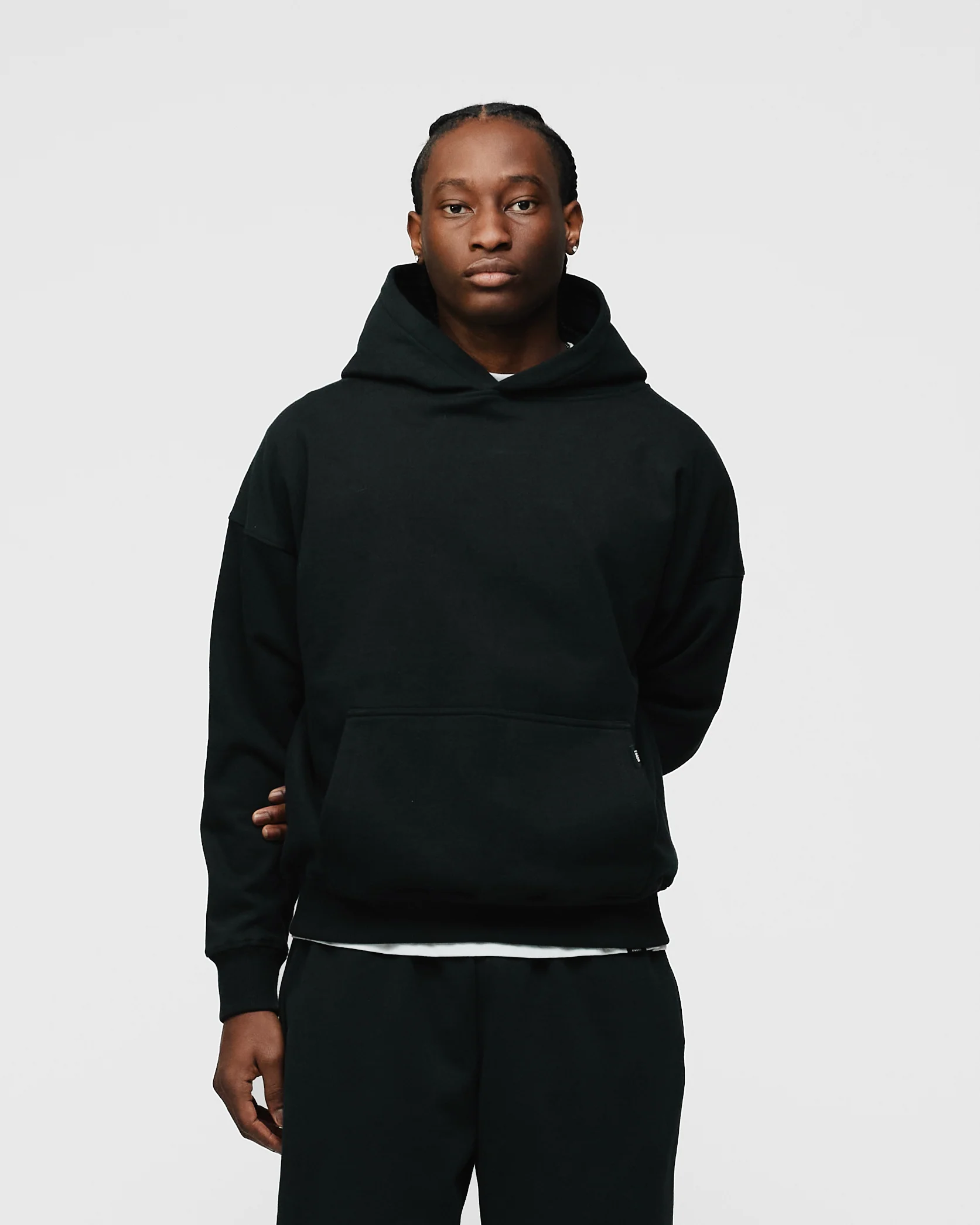 Drop Shoulder Hoodie - Black