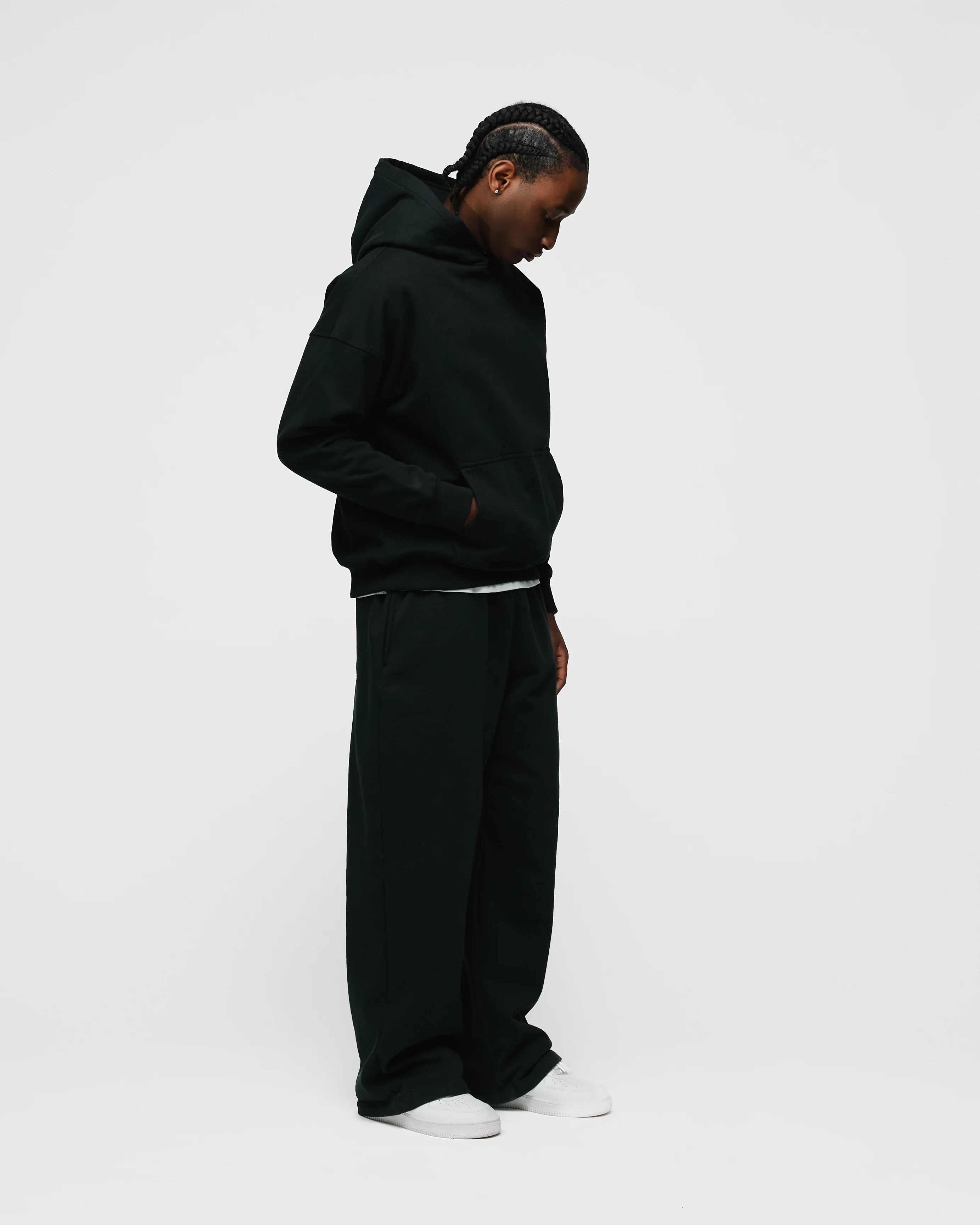 Drop Shoulder Hoodie - Black