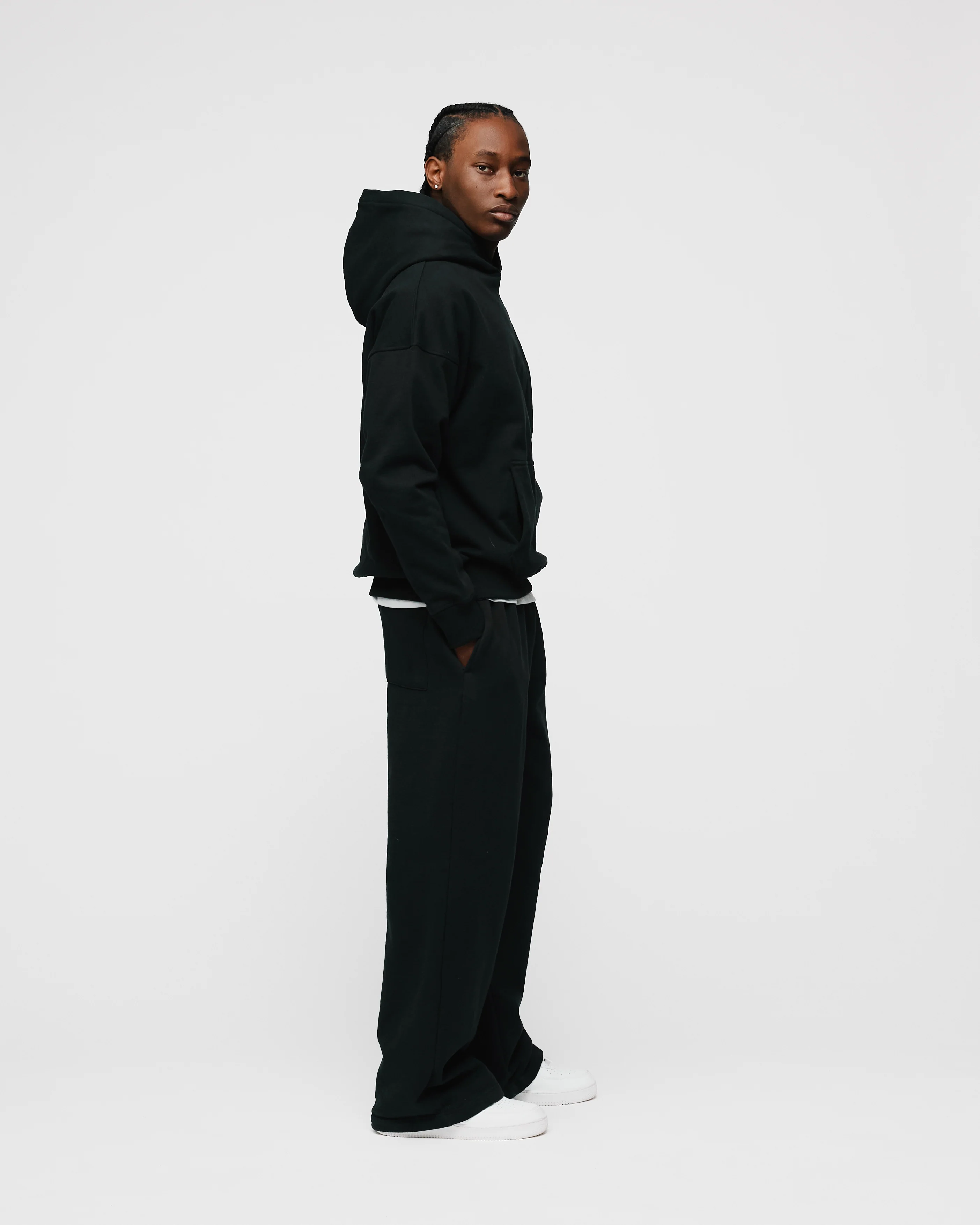 Drop Shoulder Hoodie - Black