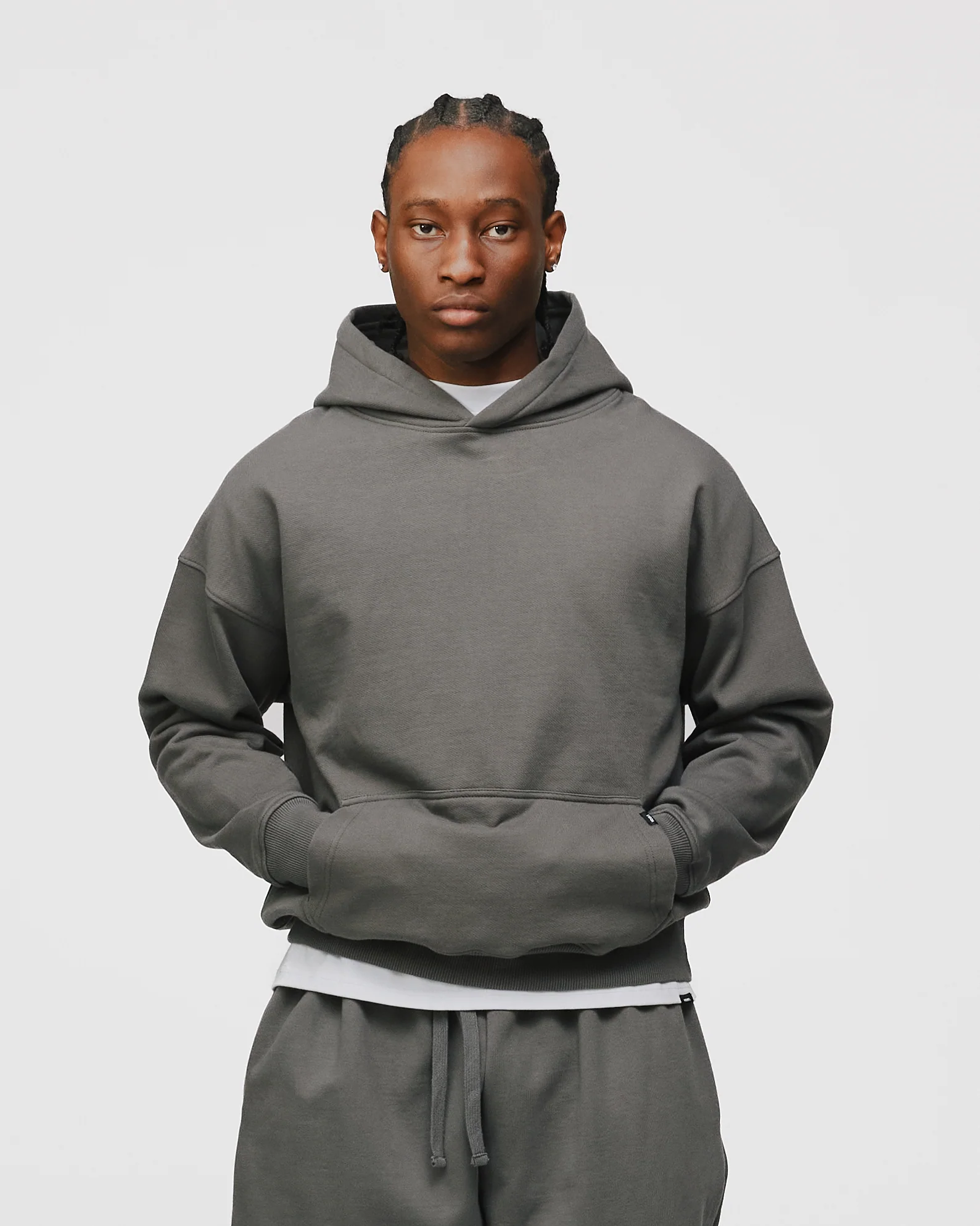 Drop Shoulder Hoodie - Charcoal