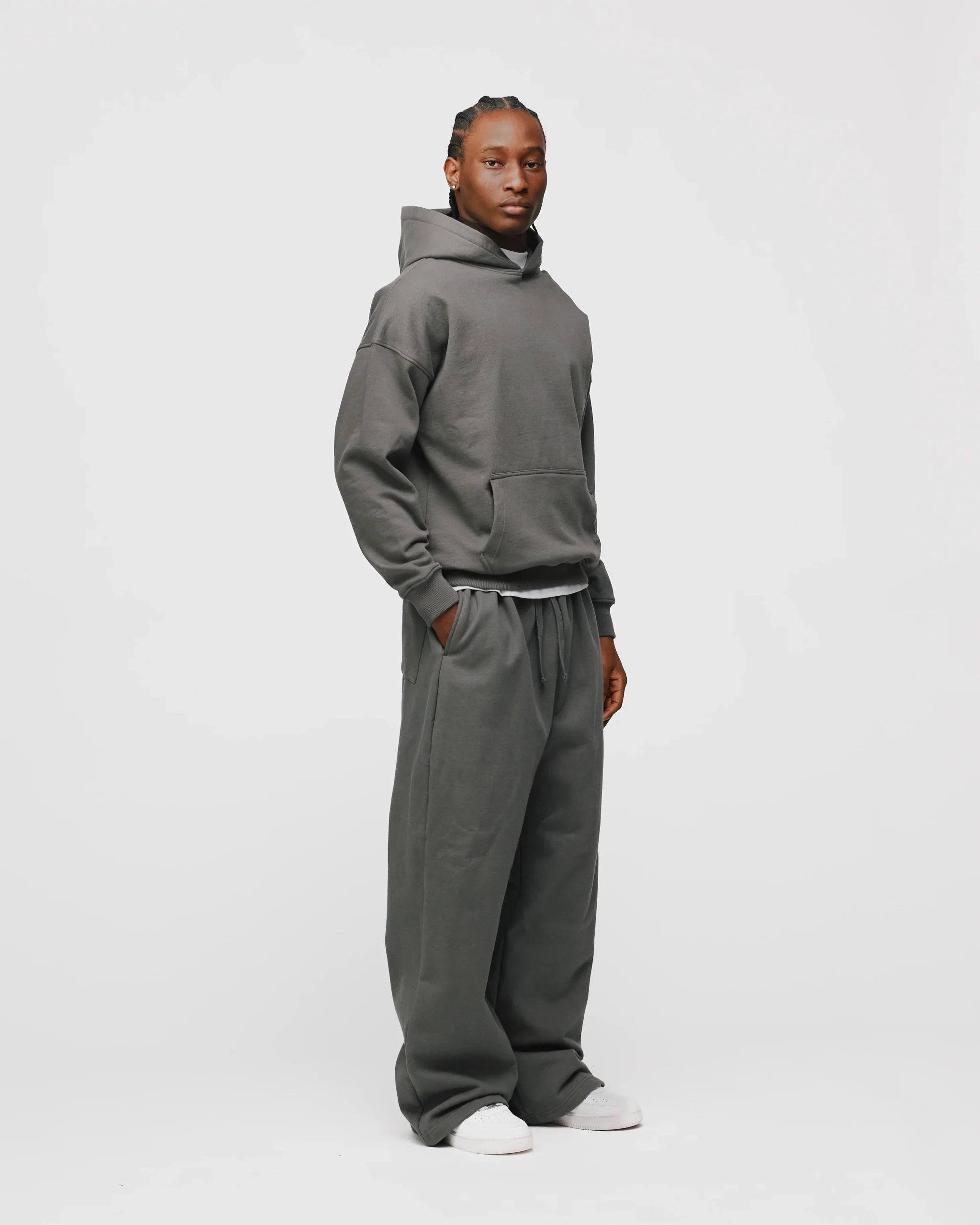Drop Shoulder Hoodie - Charcoal