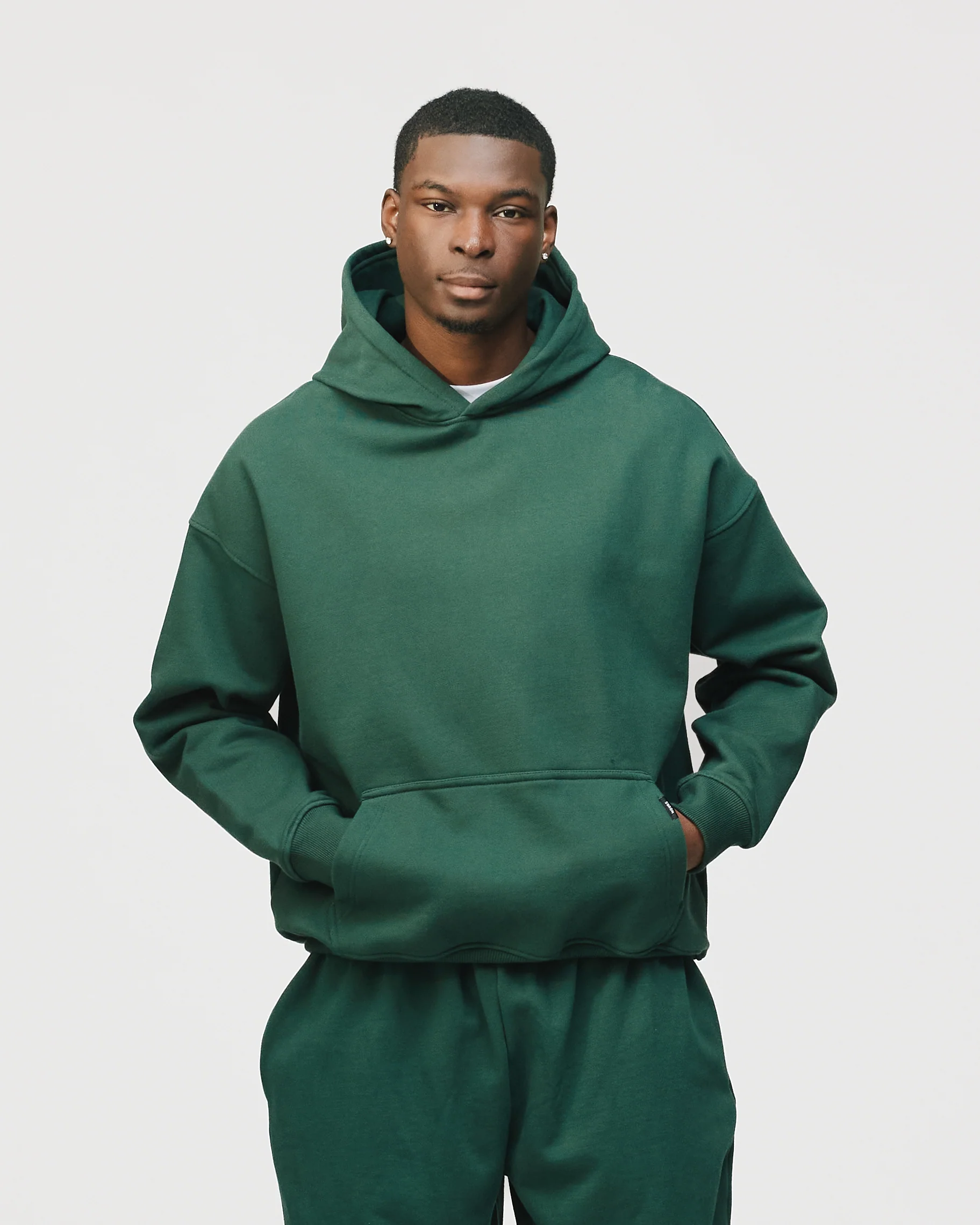 Drop Shoulder Hoodie - Forest Green