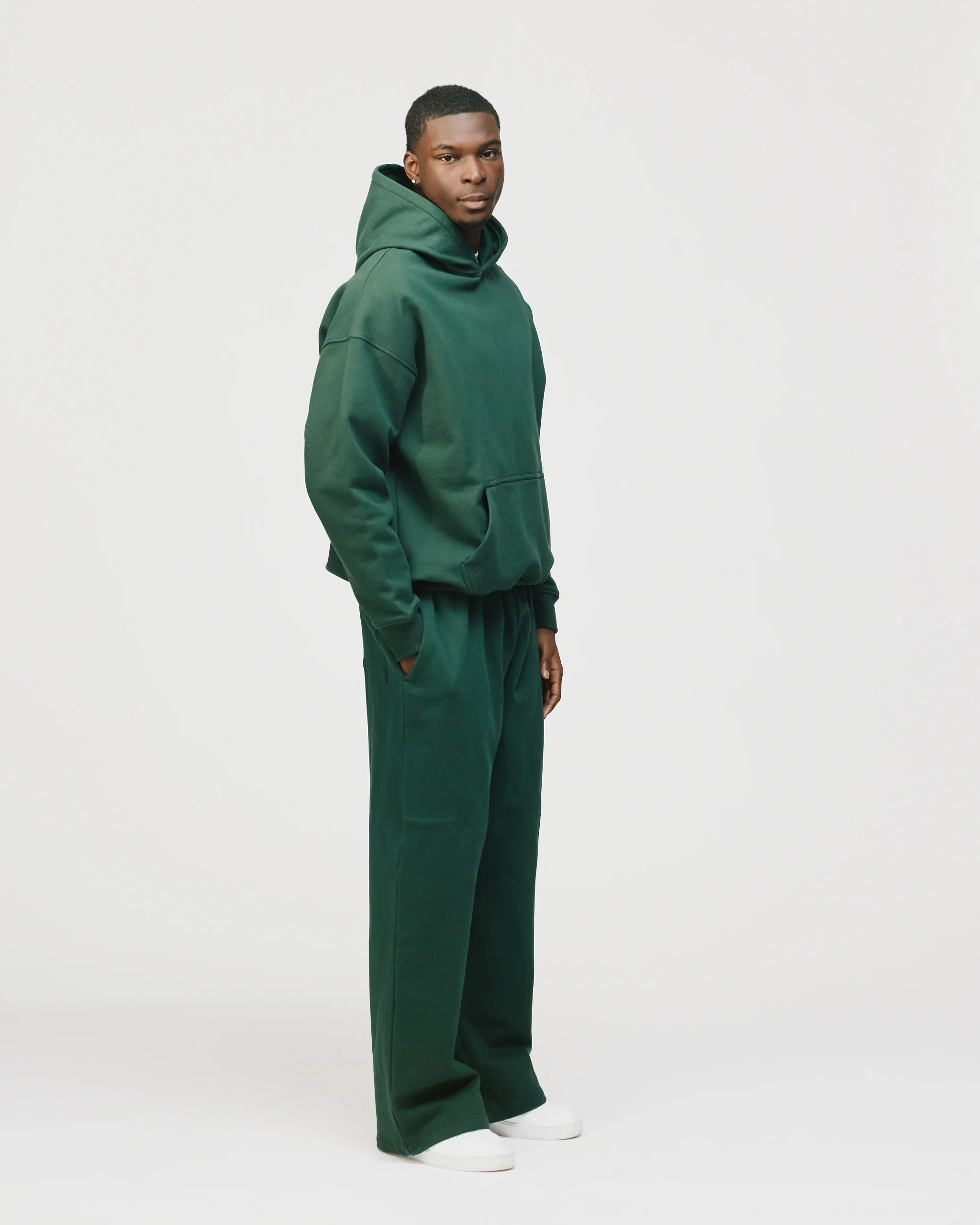 Drop Shoulder Hoodie - Forest Green