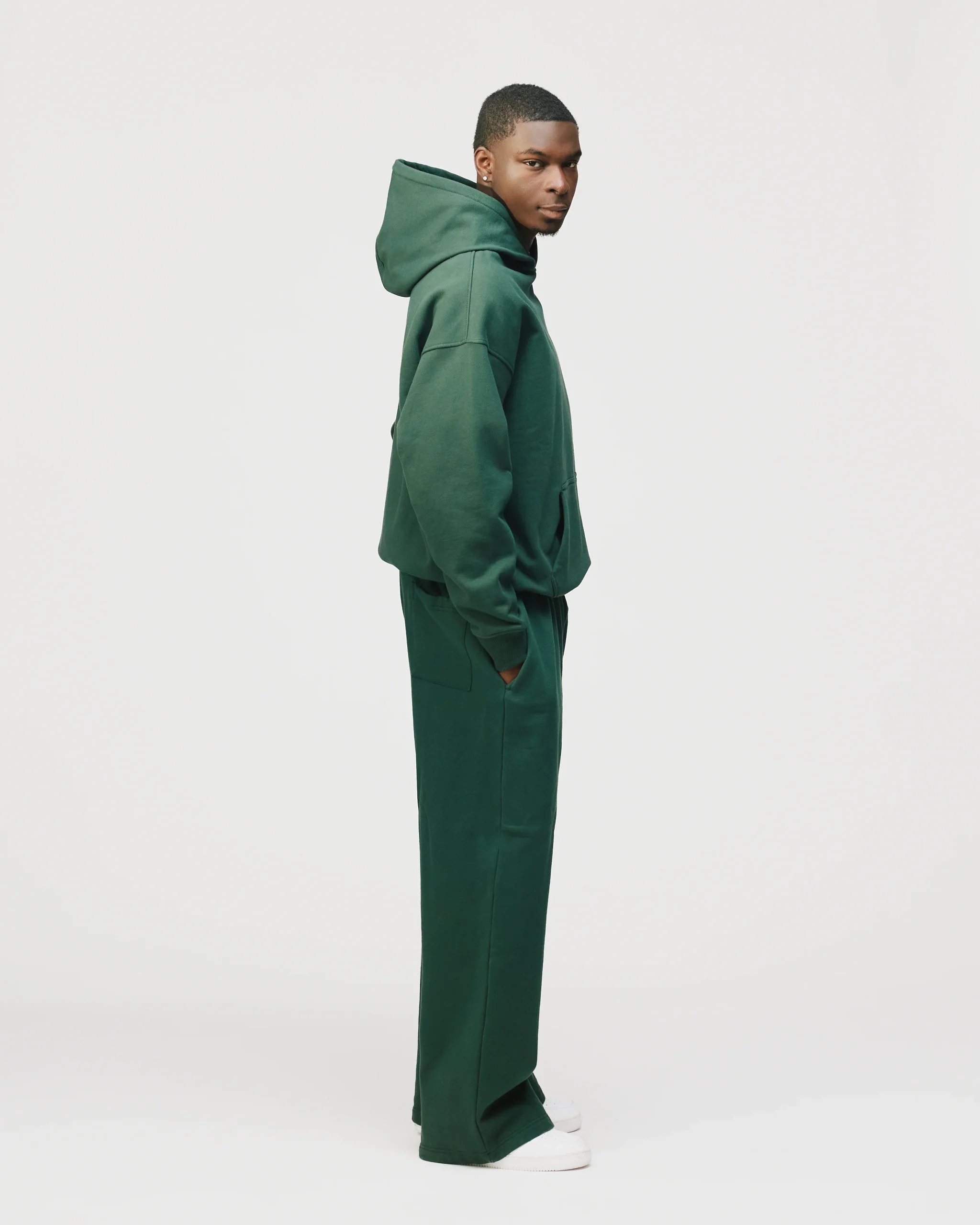 Drop Shoulder Hoodie - Forest Green