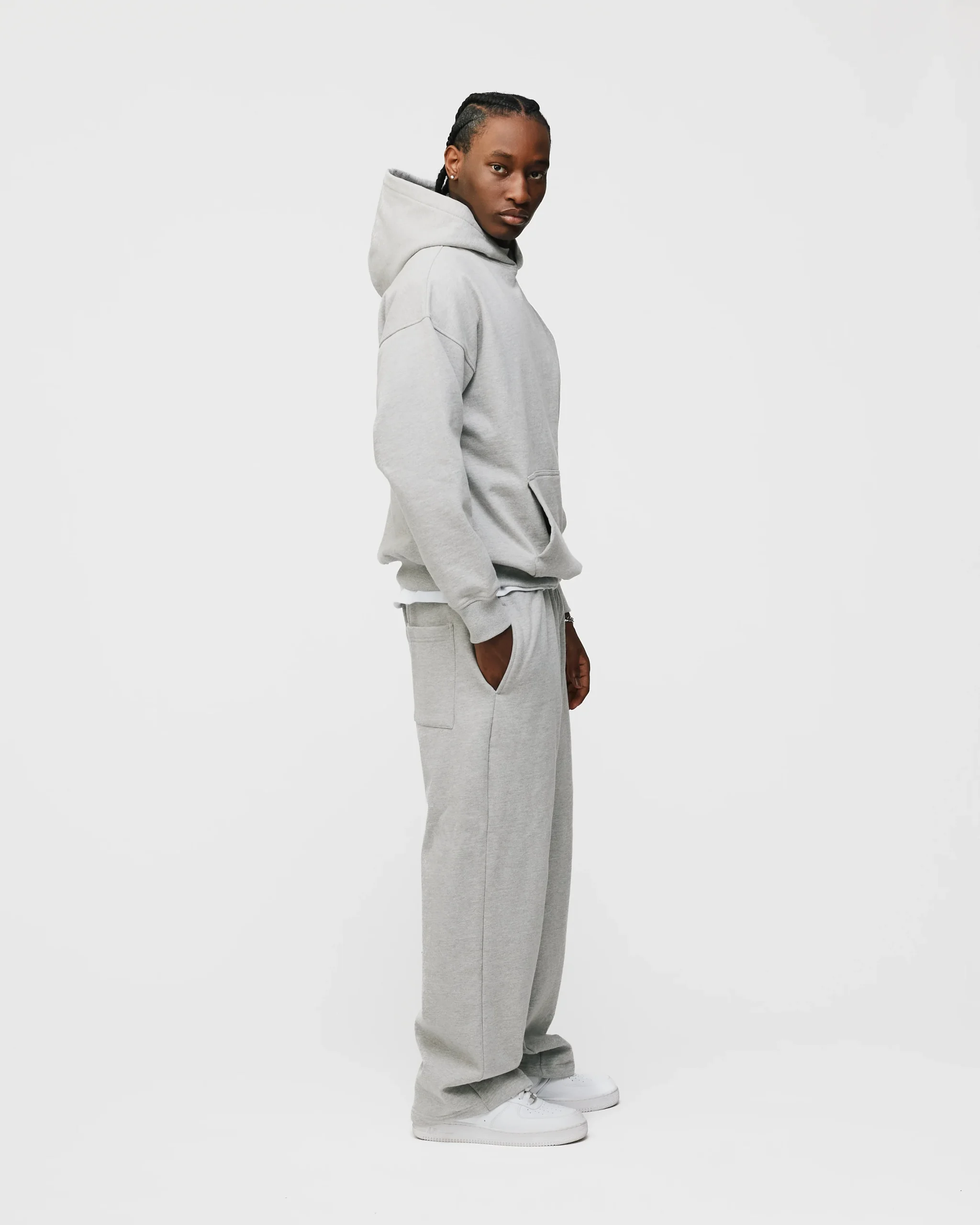 Drop Shoulder Hoodie - Grey