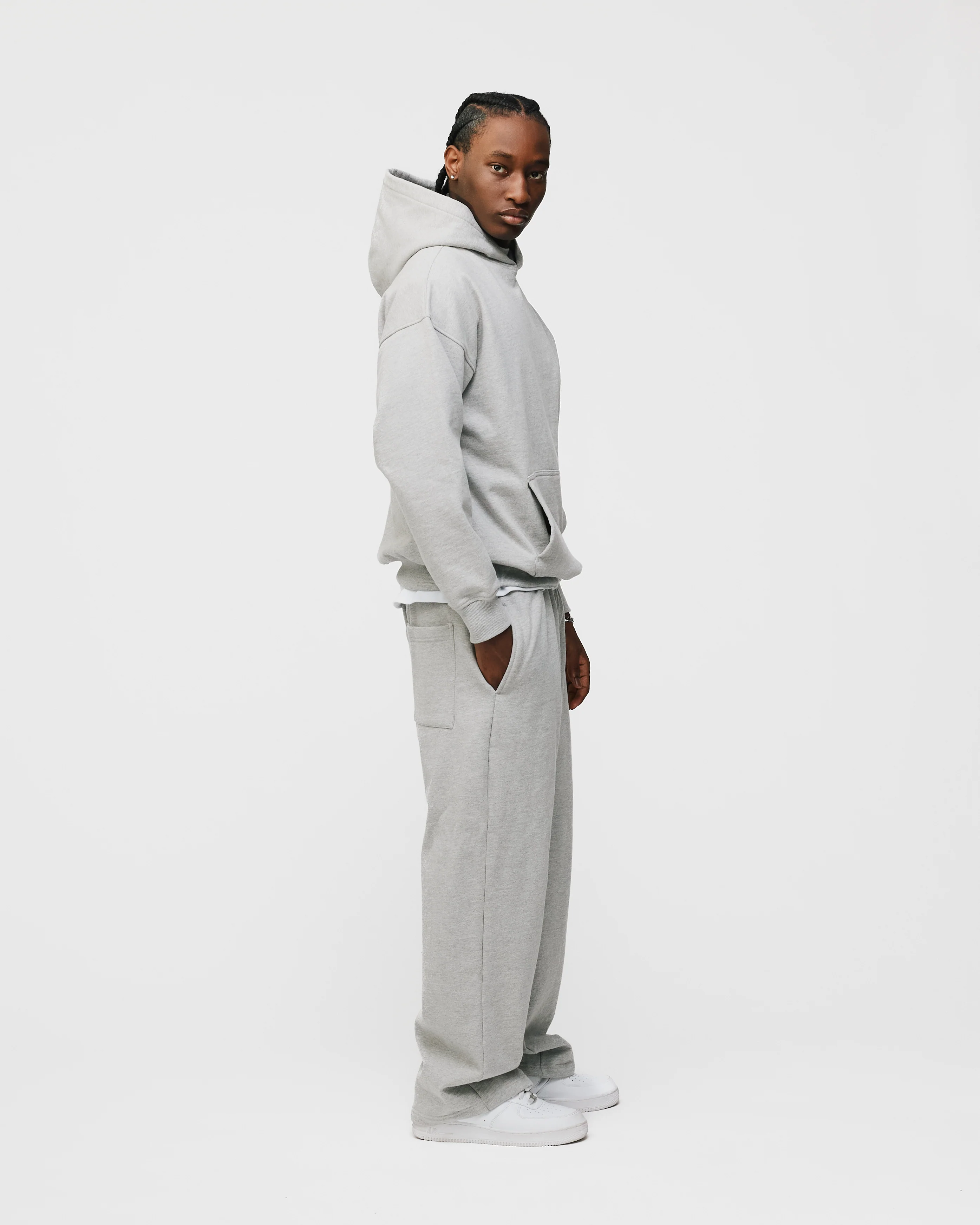 Drop Shoulder Hoodie - Grey