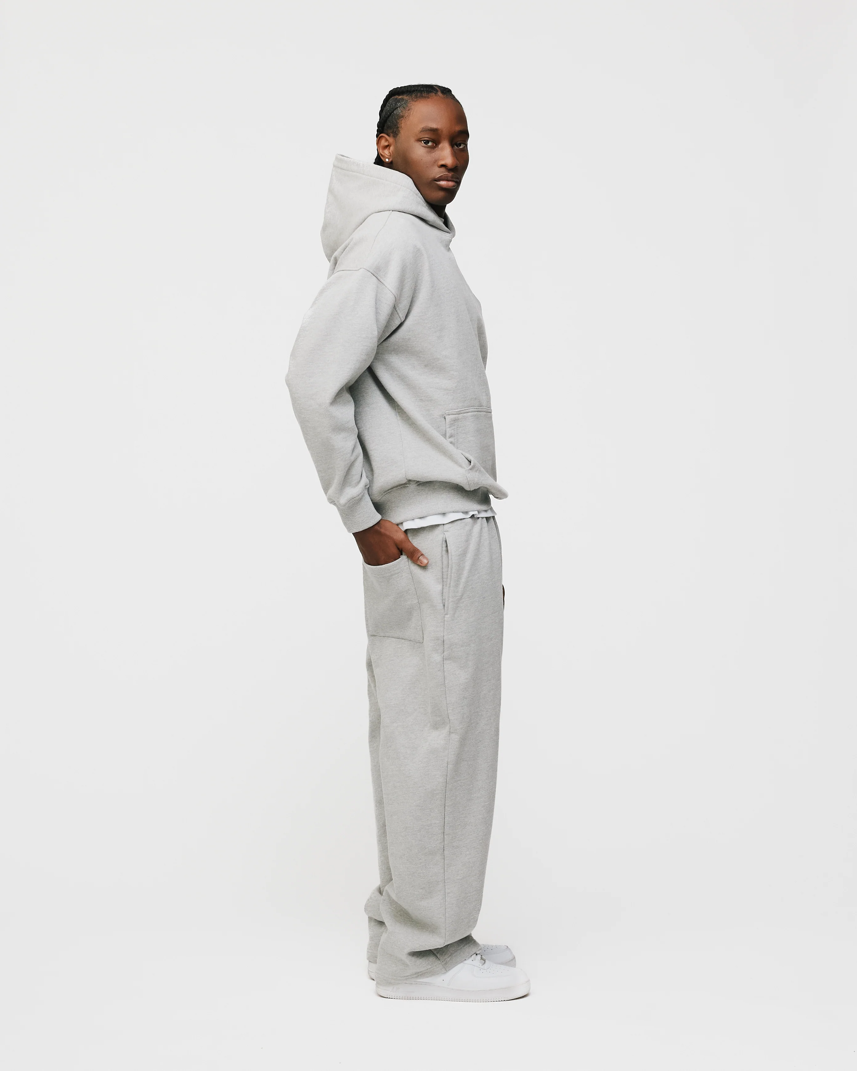 Drop Shoulder Hoodie - Grey