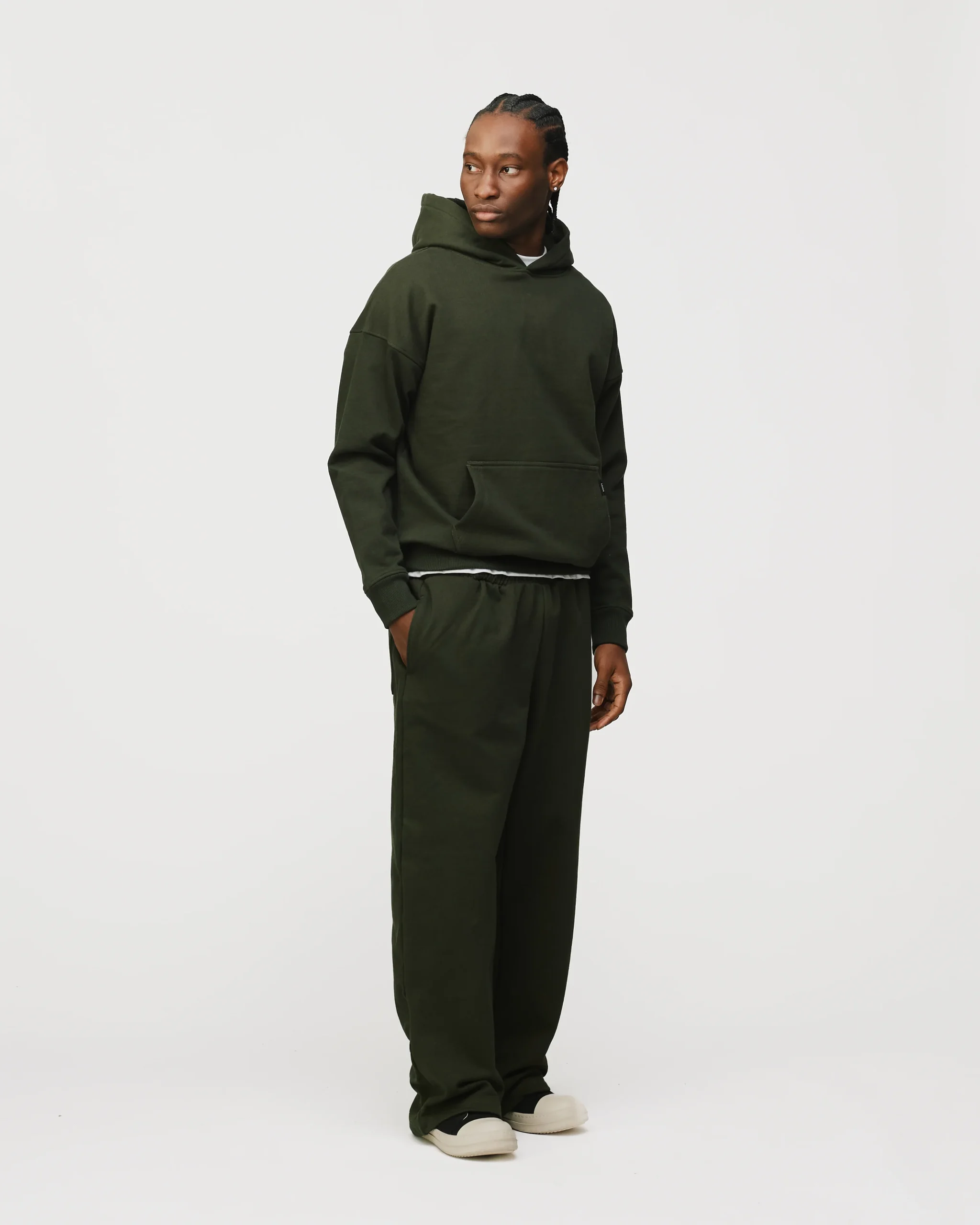 Drop Shoulder Hoodie - Olive