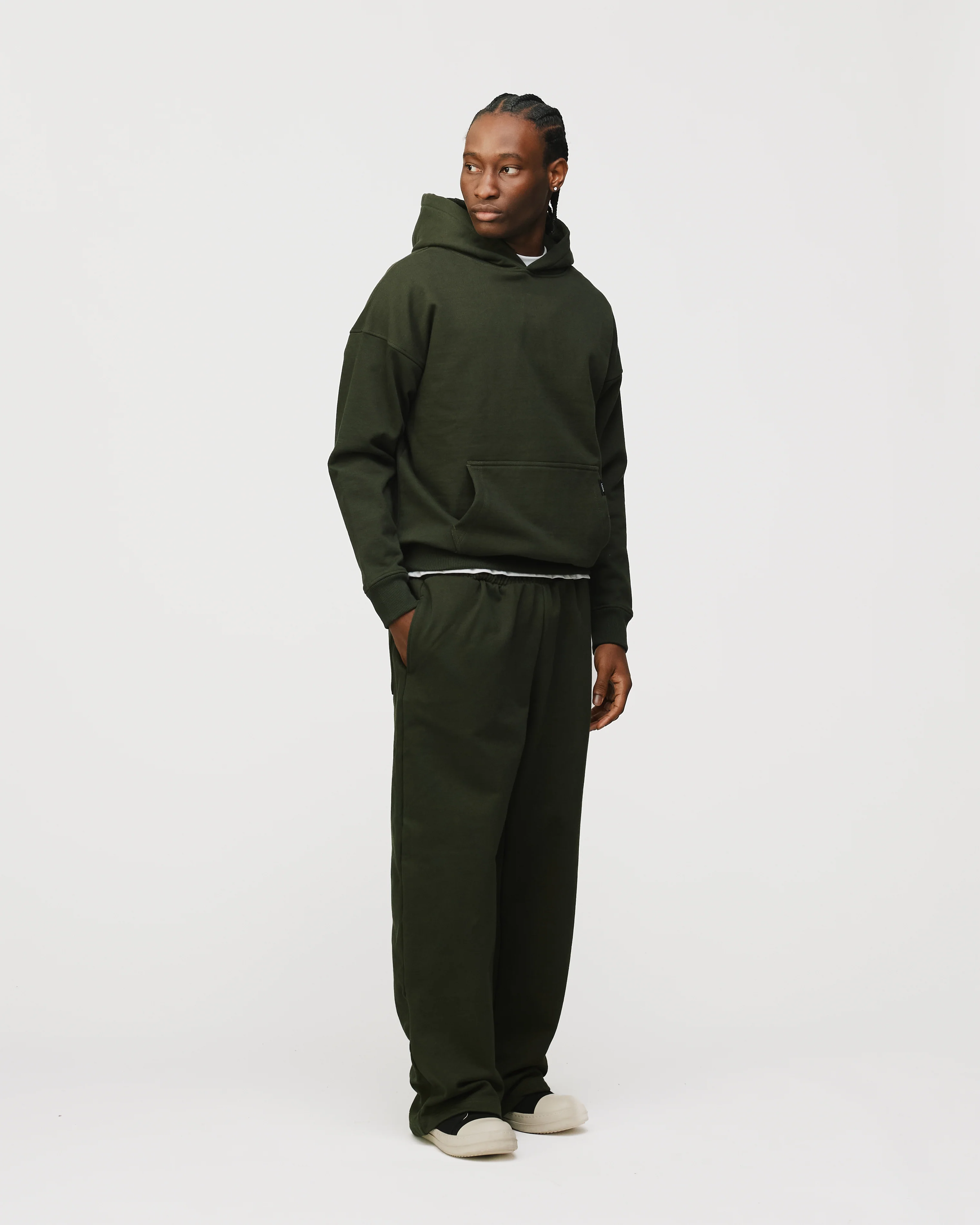 Drop Shoulder Hoodie - Olive