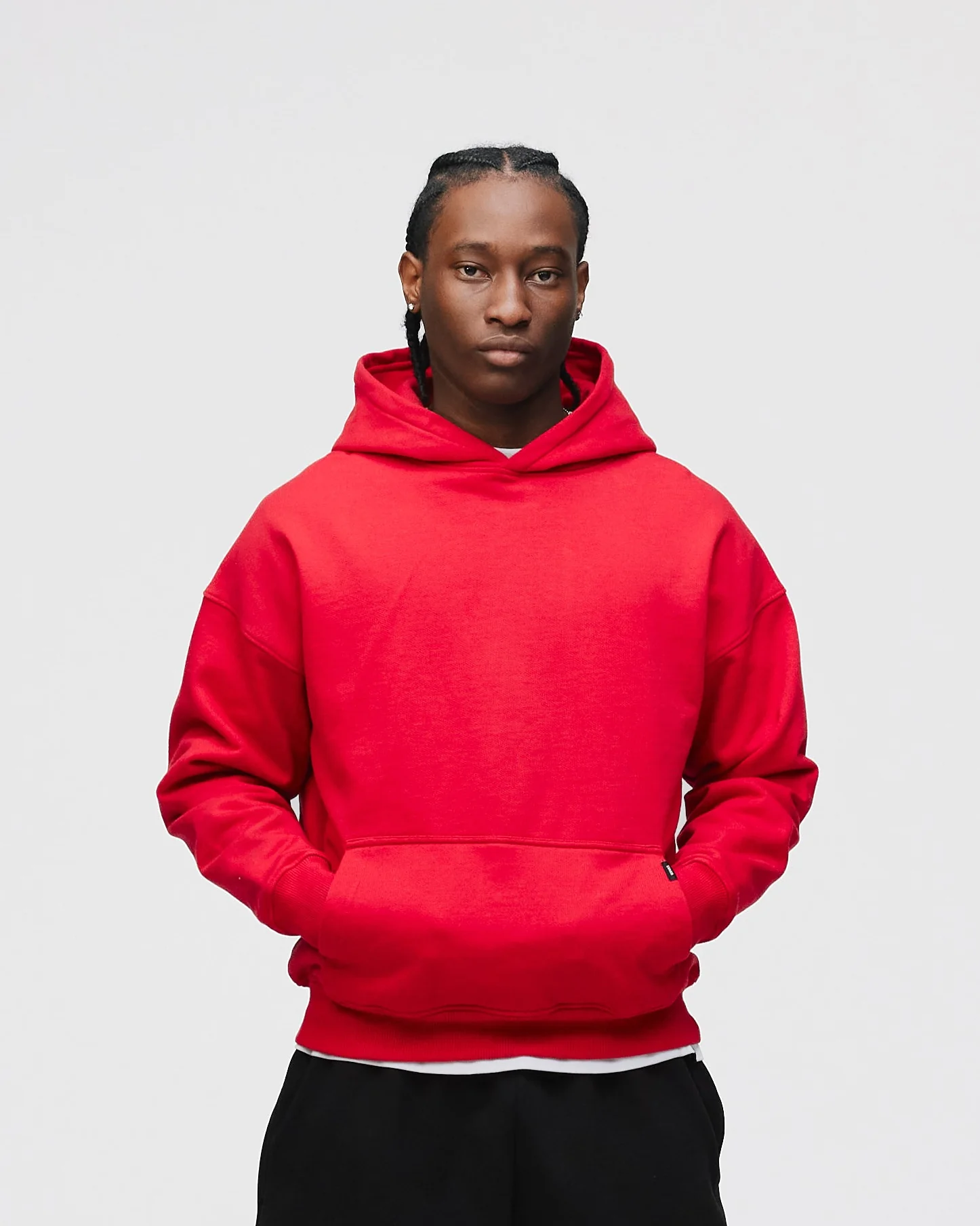 Drop Shoulder Hoodie - Red